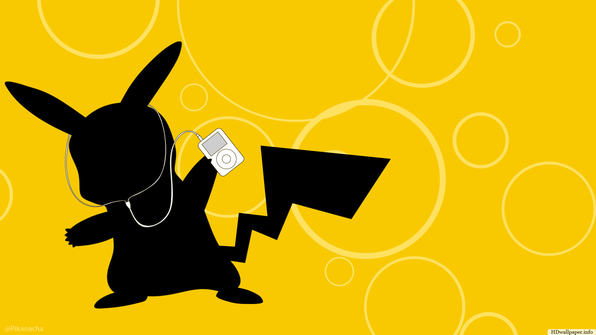 Pikachu, Pokémon, Silhouette, iPod, Giallo, Full HD, sfondo per portatile