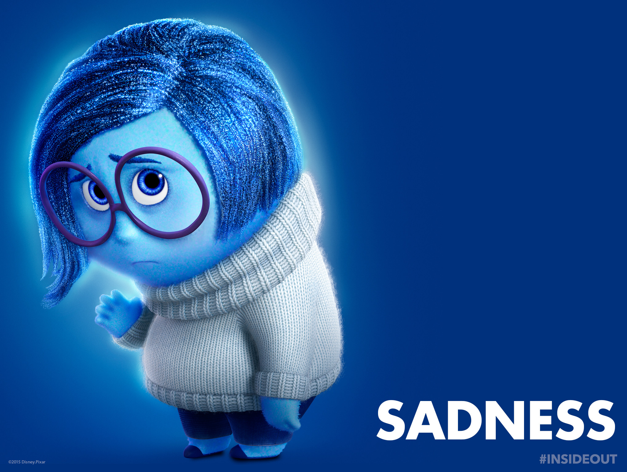 Tristezza, Inside Out, Sadness, Sfondo blu, Maglione, Full HD, schermata di blocco iPad