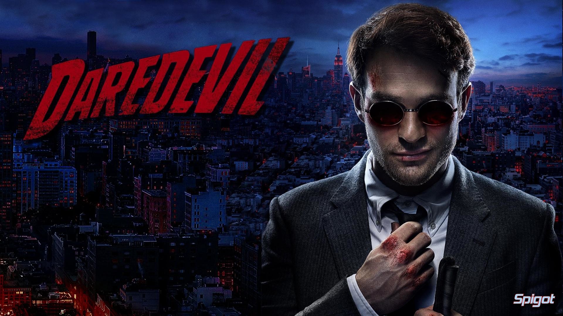 Matt Murdock, Charlie Cox, Daredevil, Logo, Skyline, Full HD, sfondo Windows 11