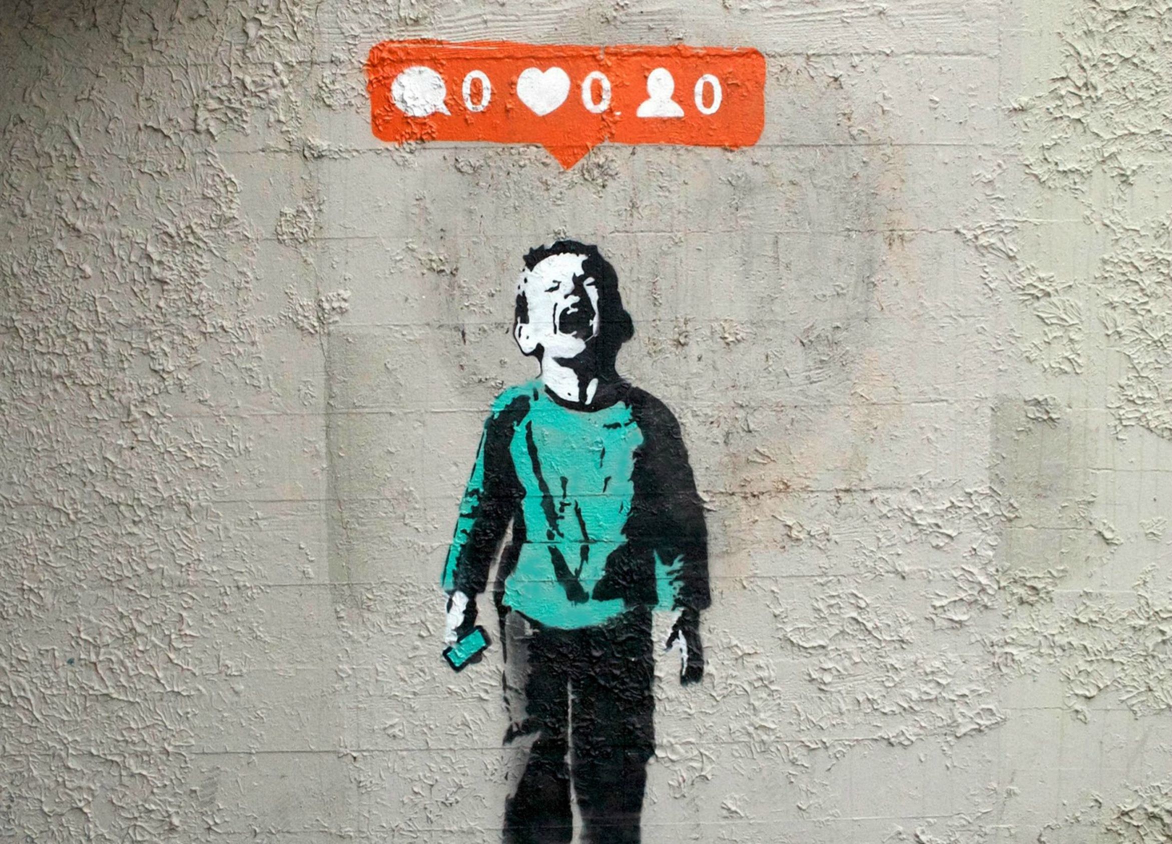 Banksy, Bambino che piange, Social network, Street art, Full HD, wallpaper per computer