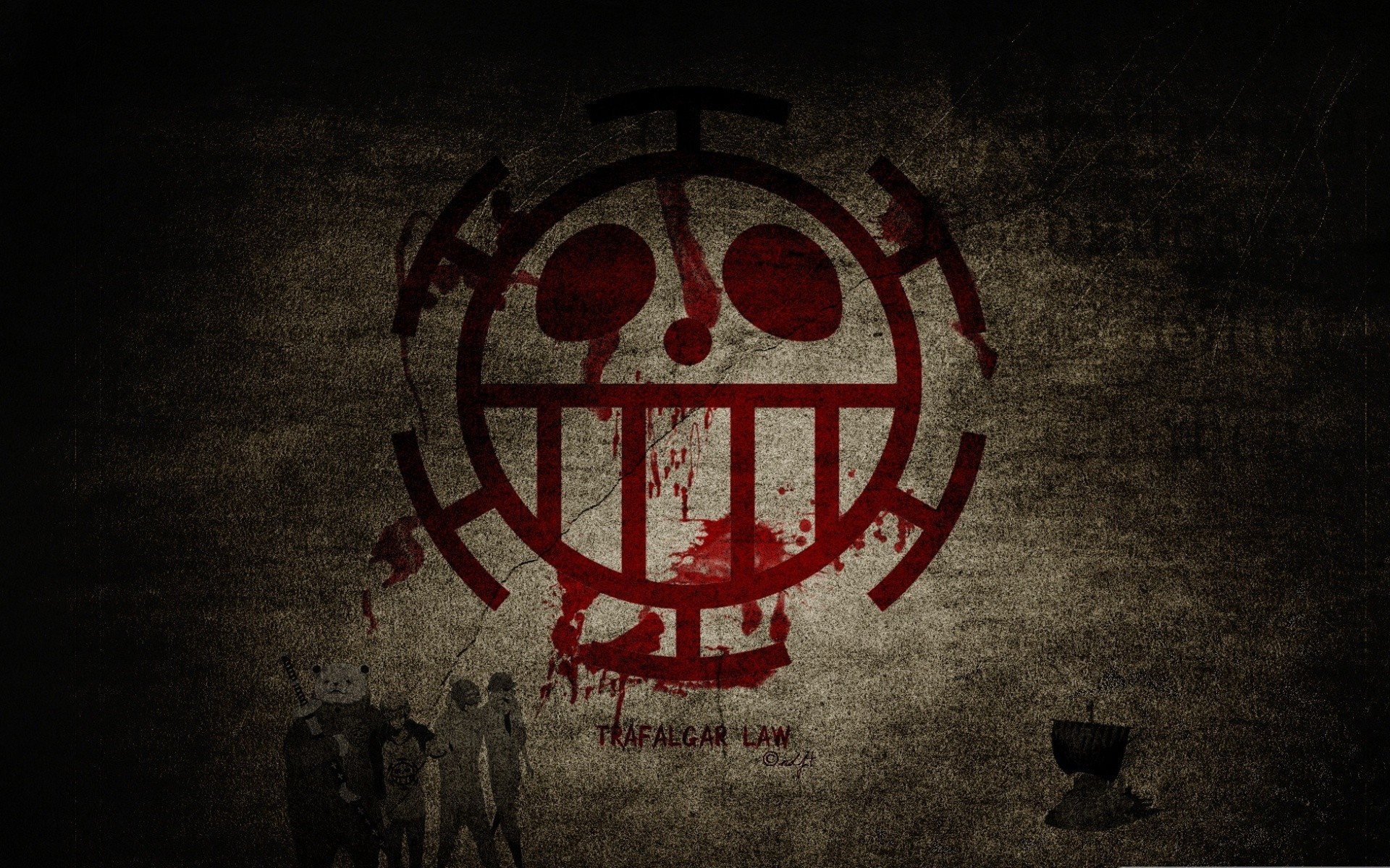 Trafalgar Law, One Piece, Jolly Roger, Grunge, 16:10 Full HD, sfondo widescreen