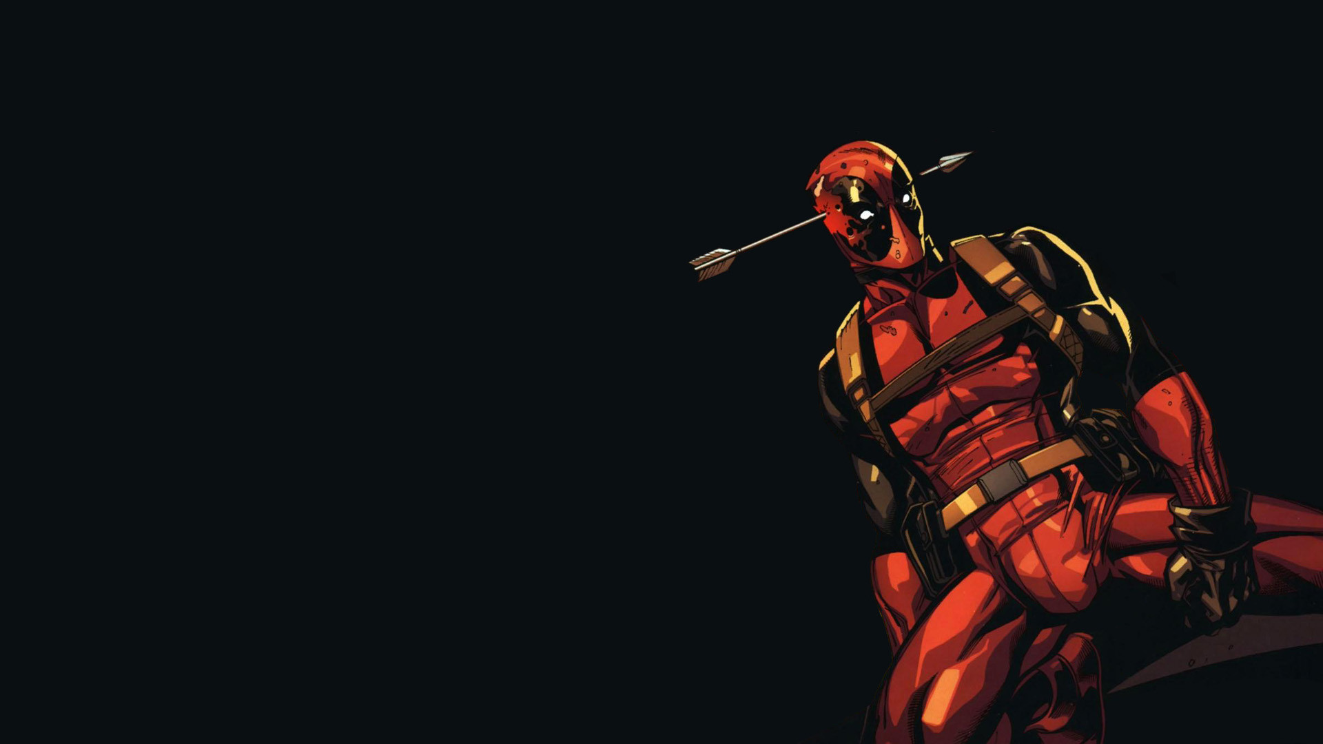 Deadpool, Freccia, Fumetto, Sfondo nero, Full HD, wallpaper per computer
