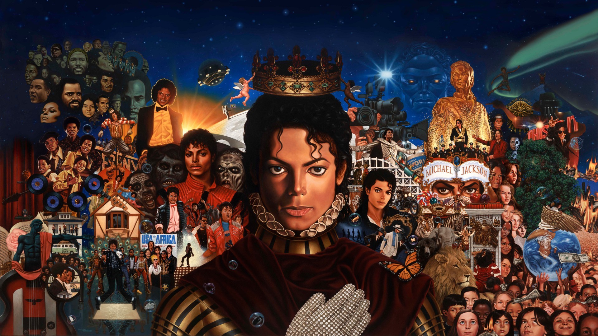 Michael Jackson, Michael (album), Corona, Dipinto, Copertina, Full HD, sfondo Windows 11