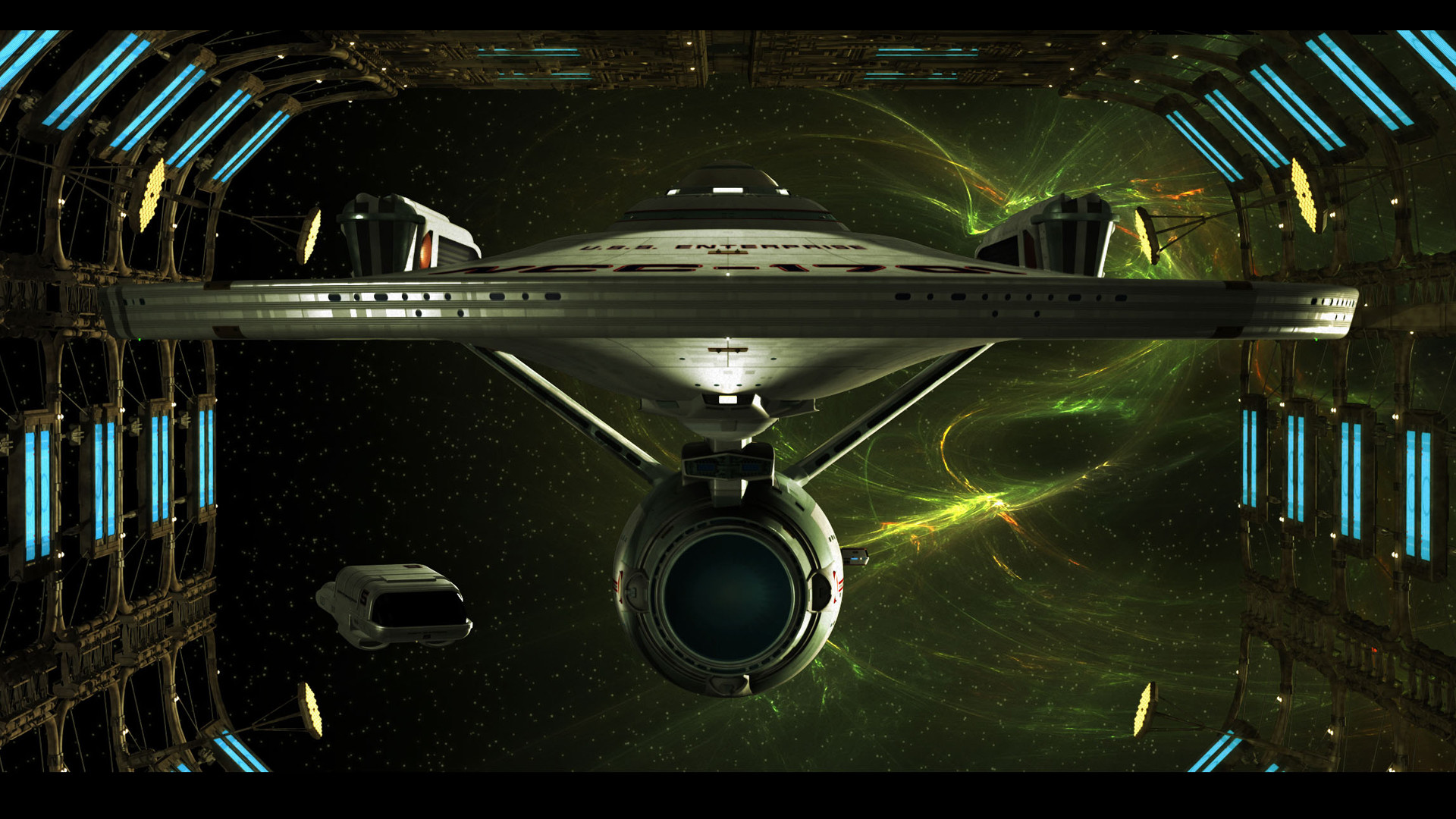 USS Enterprise, Star Trek, Astronave, Bacino spaziale, Full HD, sfondo per PC e portatile