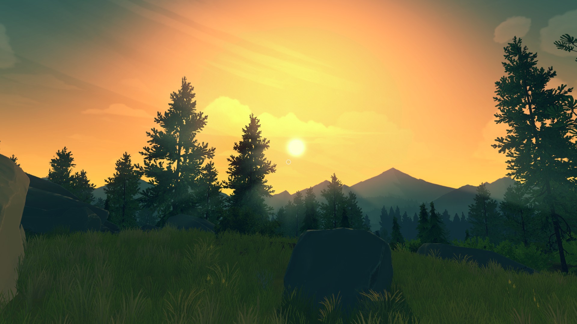 Firewatch, Prato, Pini, Sole, Full HD, sfondo desktop