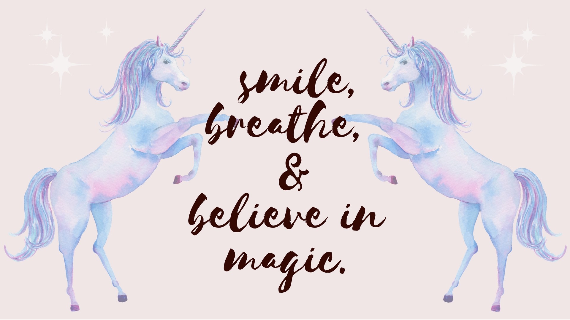Unicorni, Citazione, Acquerello, Magia, Toni pastello, 1920x1080, immagine di sfondo
