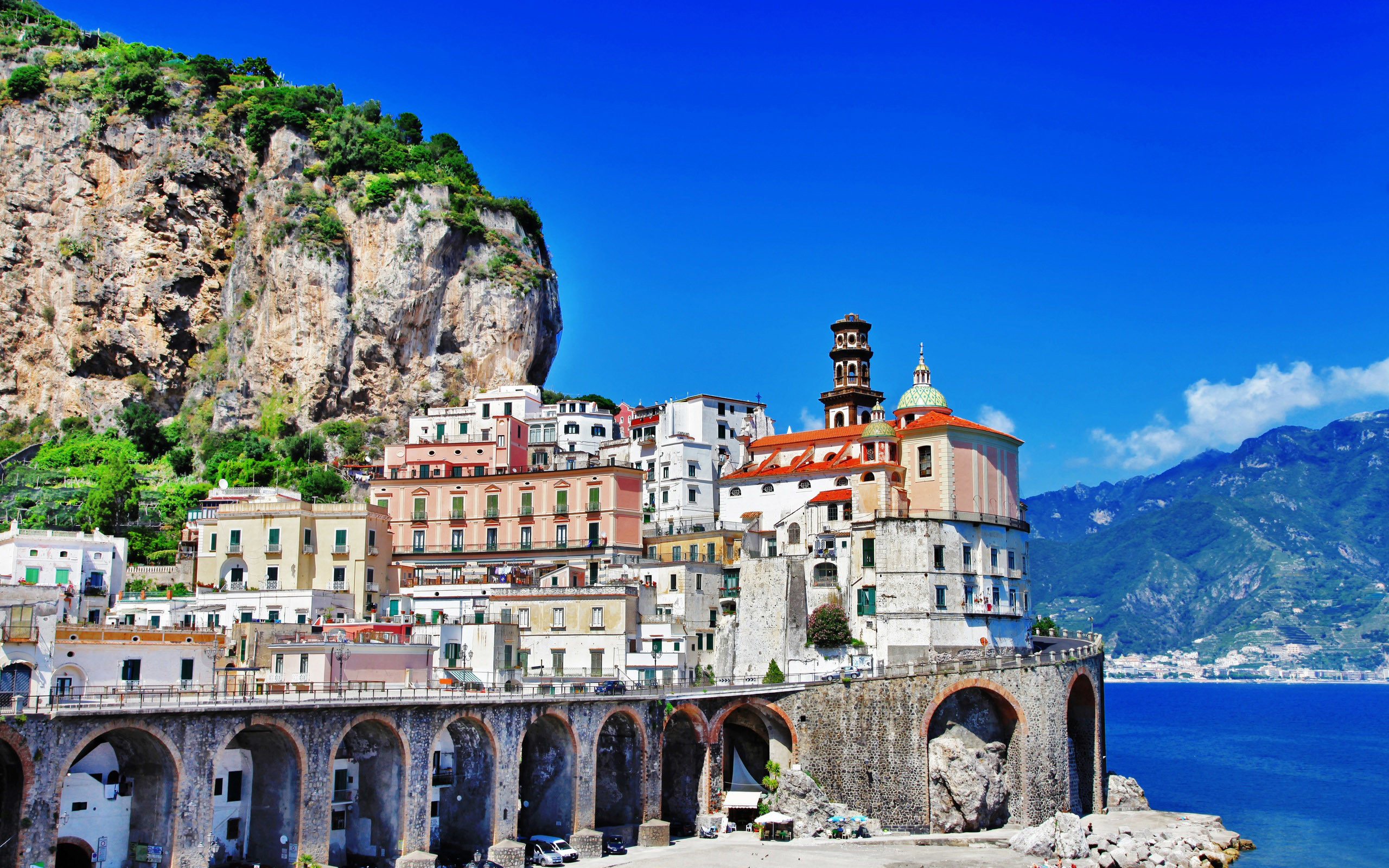 Atrani, Costiera Amalfitana, Campania, Mare, 16:10 2K, wallpaper widescreen