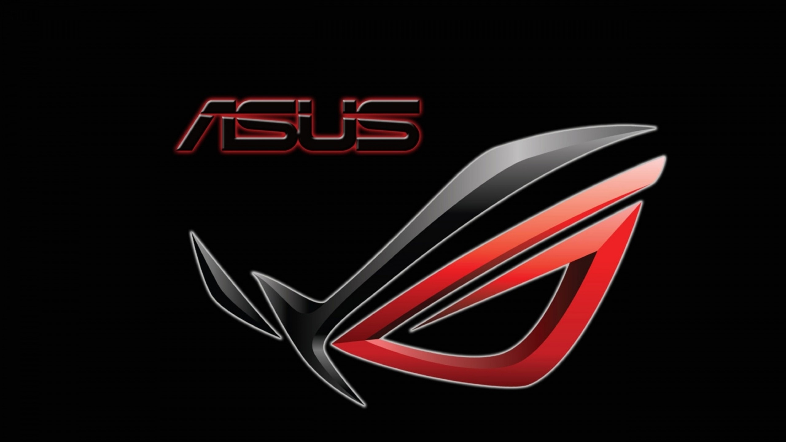 Asus ROG, Republic of Gamers, Logo rosso, Sfondo nero, 2K, wallpaper per PC