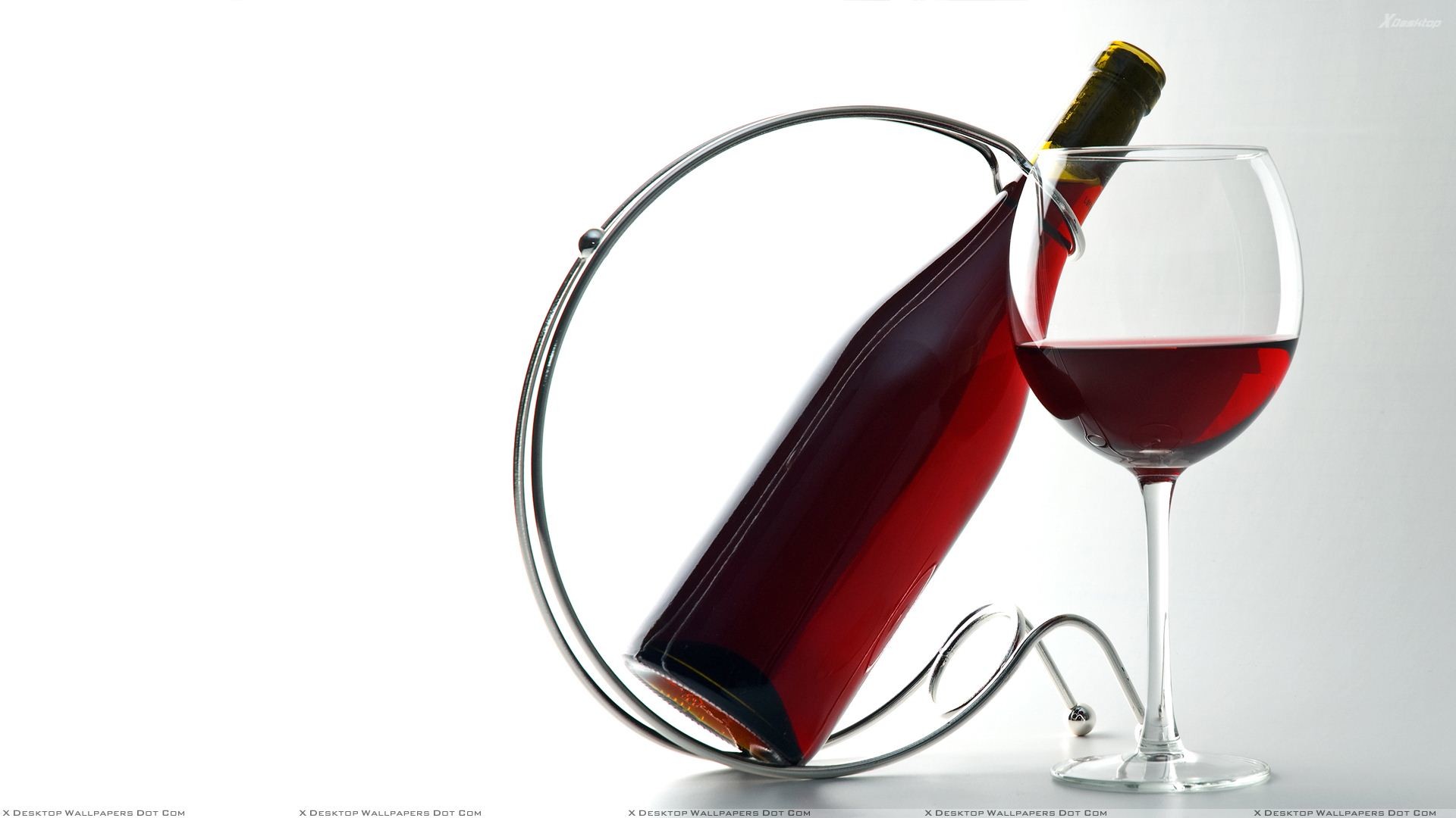 Bottiglia di vino, Portabottiglie, Calice di vino rosso, Sfondo bianco, wallpaper 1920x1080