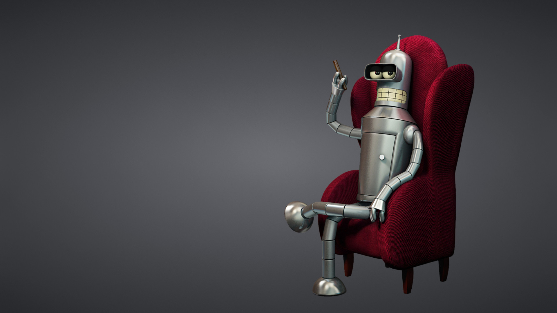 Bender, Futurama, Poltrona rossa, 3D, Full HD, sfondo per il tuo desktop