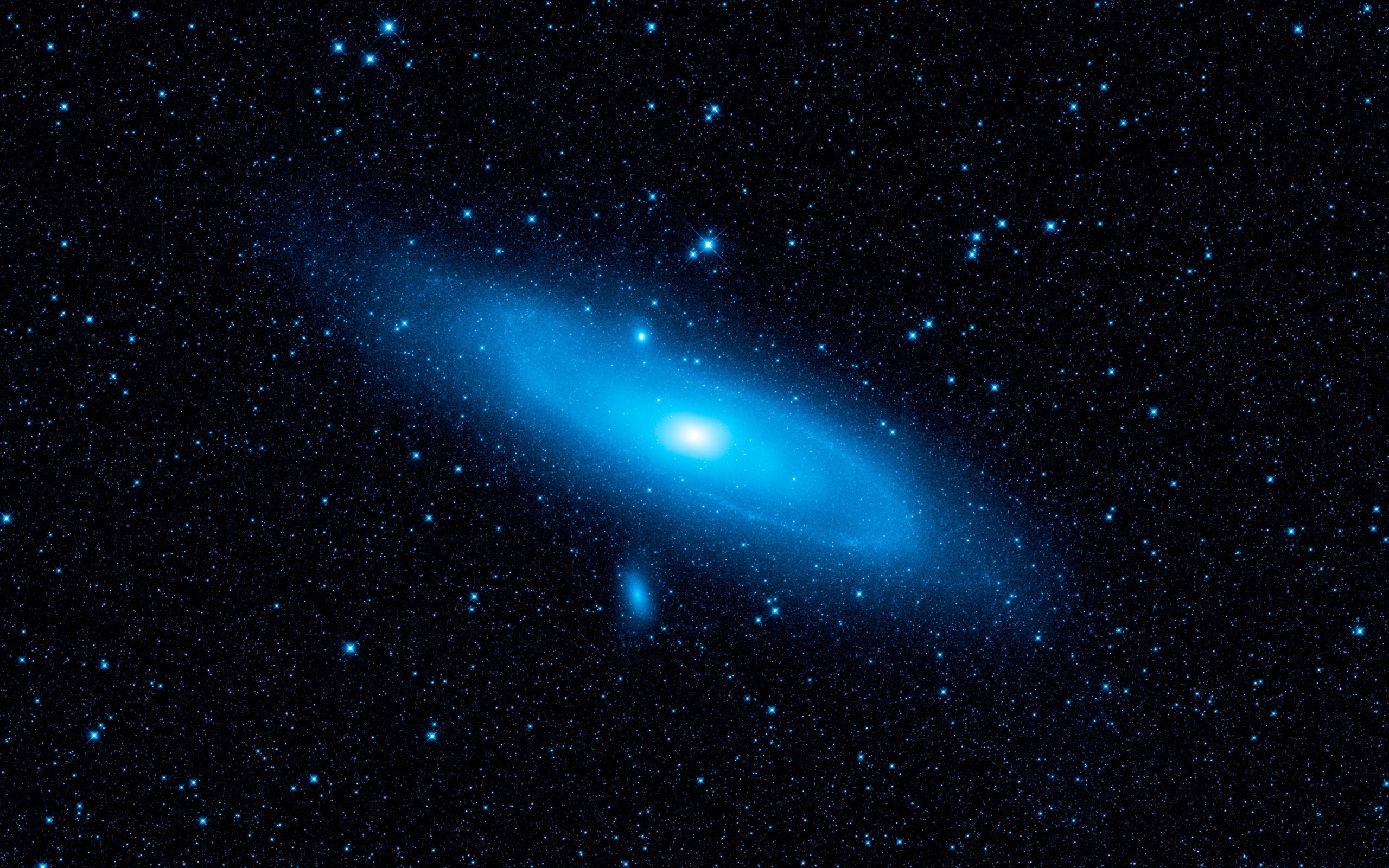 Galassia di Andromeda, Galassia a spirale, Blu, Stelle, 2K 1600p, sfondo desktop