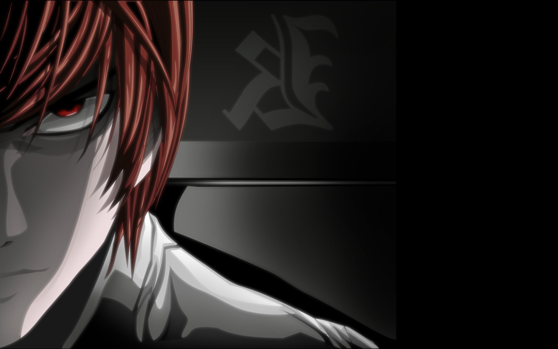 Light Yagami, Kira, Death Note, Occhi rossi, Primo piano, Full HD, sfondo Windows 11