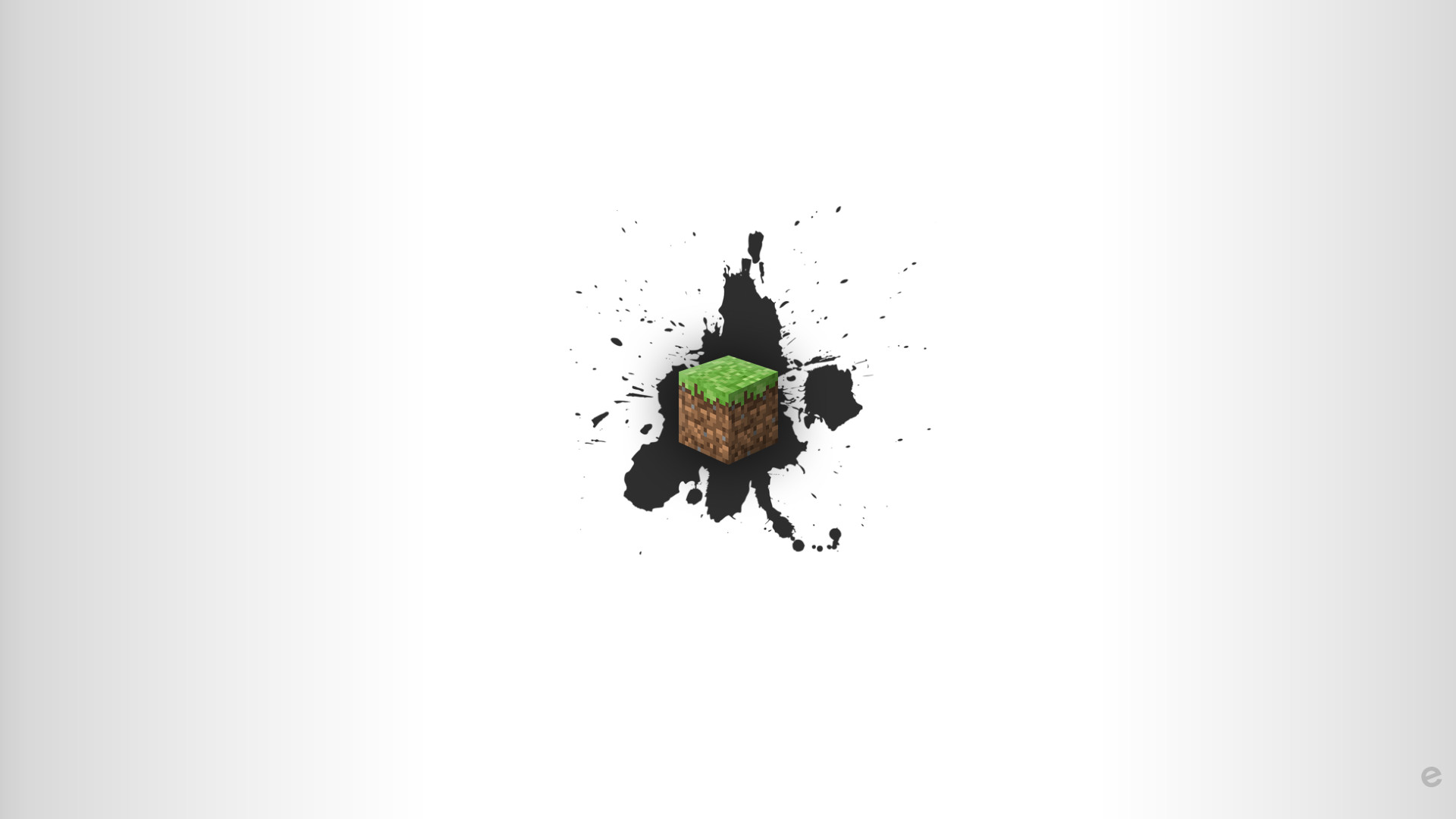 Minecraft, Blocco d'erba, Macchia d'inchiostro, Sfondo bianco, Full HD, wallpaper per computer