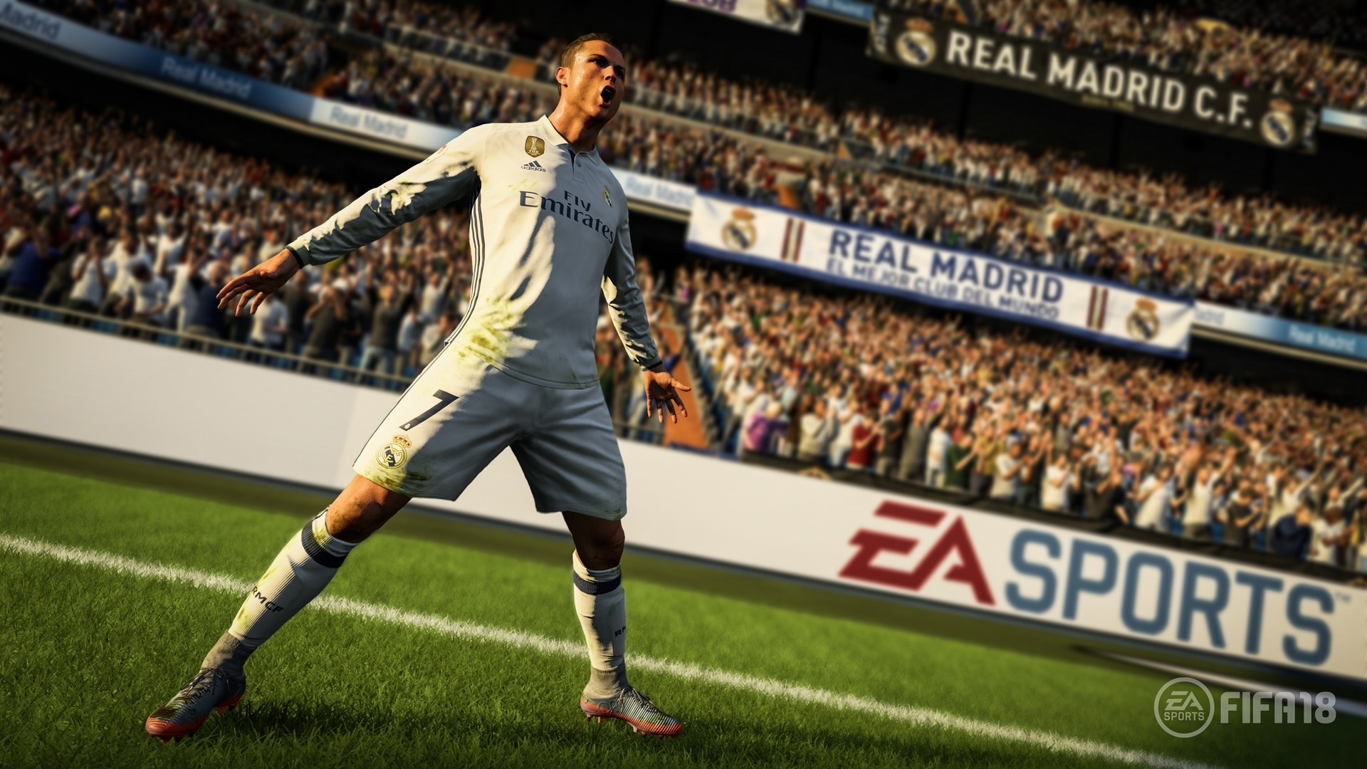 Cristiano Ronaldo, FIFA 18, Real Madrid, EA Sports, Stadio, Full HD, sfondo per portatile