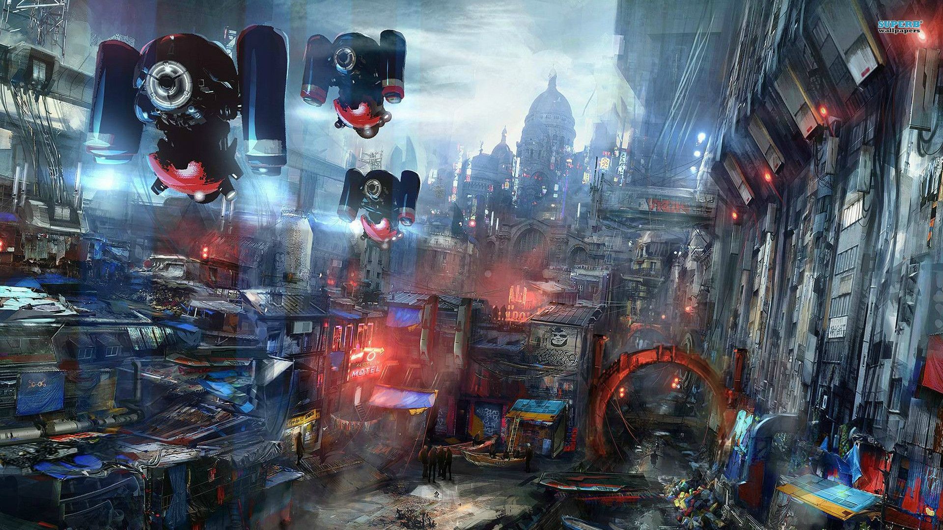 Blade Runner, Arte concettuale, Città, Spinner, Cyberpunk, 1920x1080, immagine di sfondo
