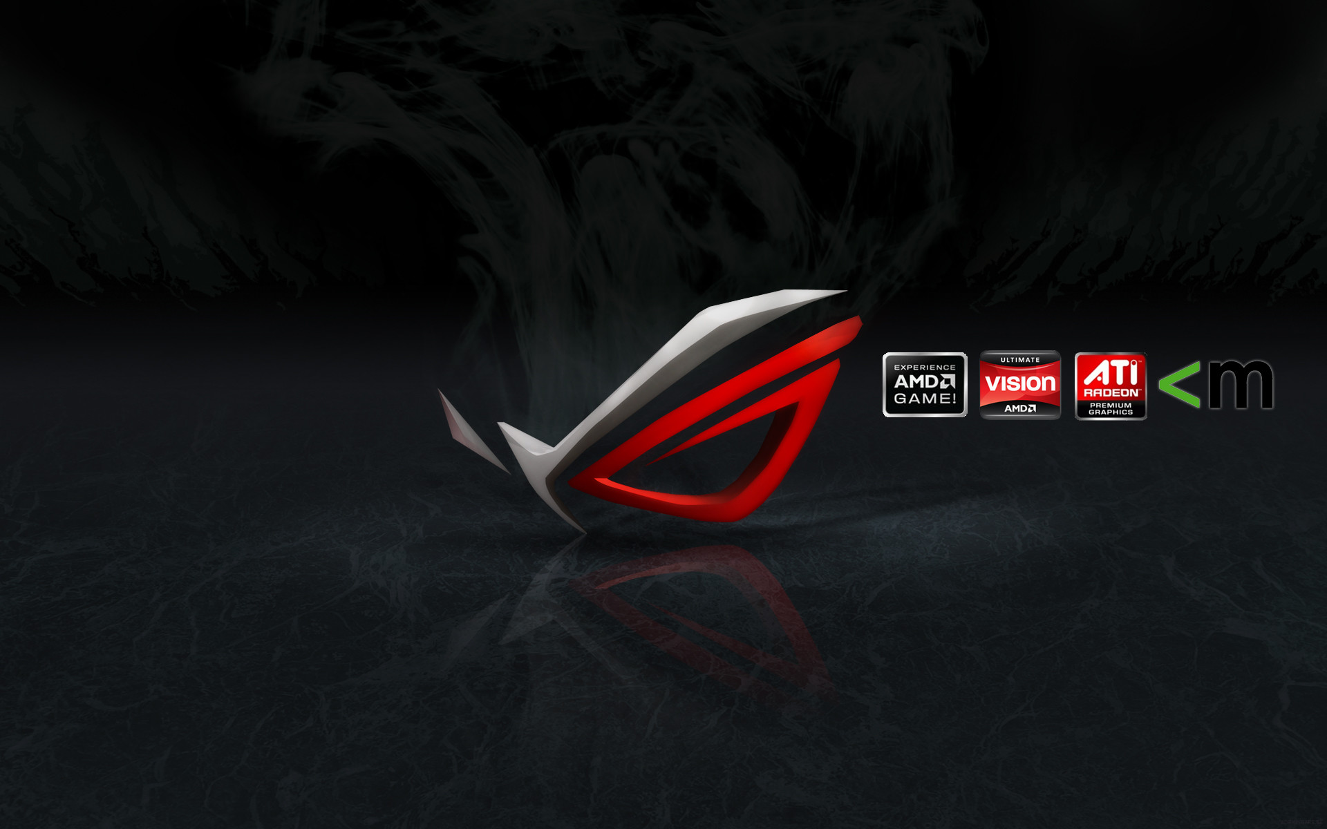 ASUS ROG, AMD, ATI, Logo 3D, Rosso, Nero, 1920x1200, sfondo per PC