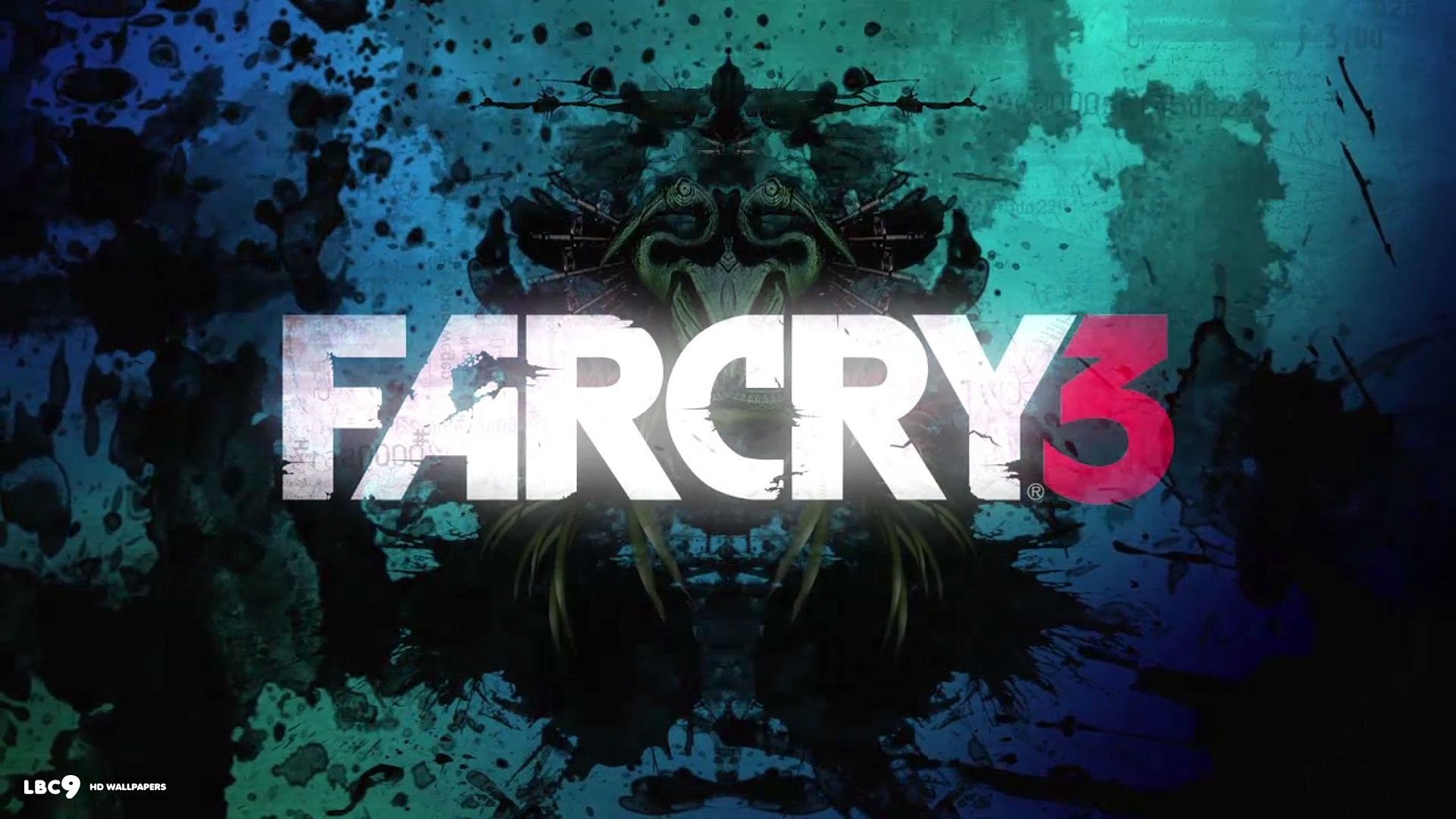 Far Cry 3, Logo, Grunge, Blu, 1920x1080, sfondo per PC
