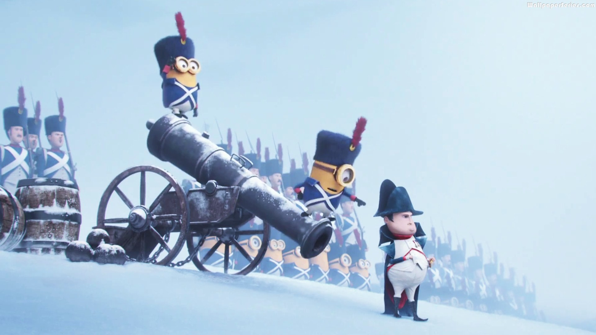 Minions, Napoleone, Cannone, Neve, Full HD, sfondo Windows 11