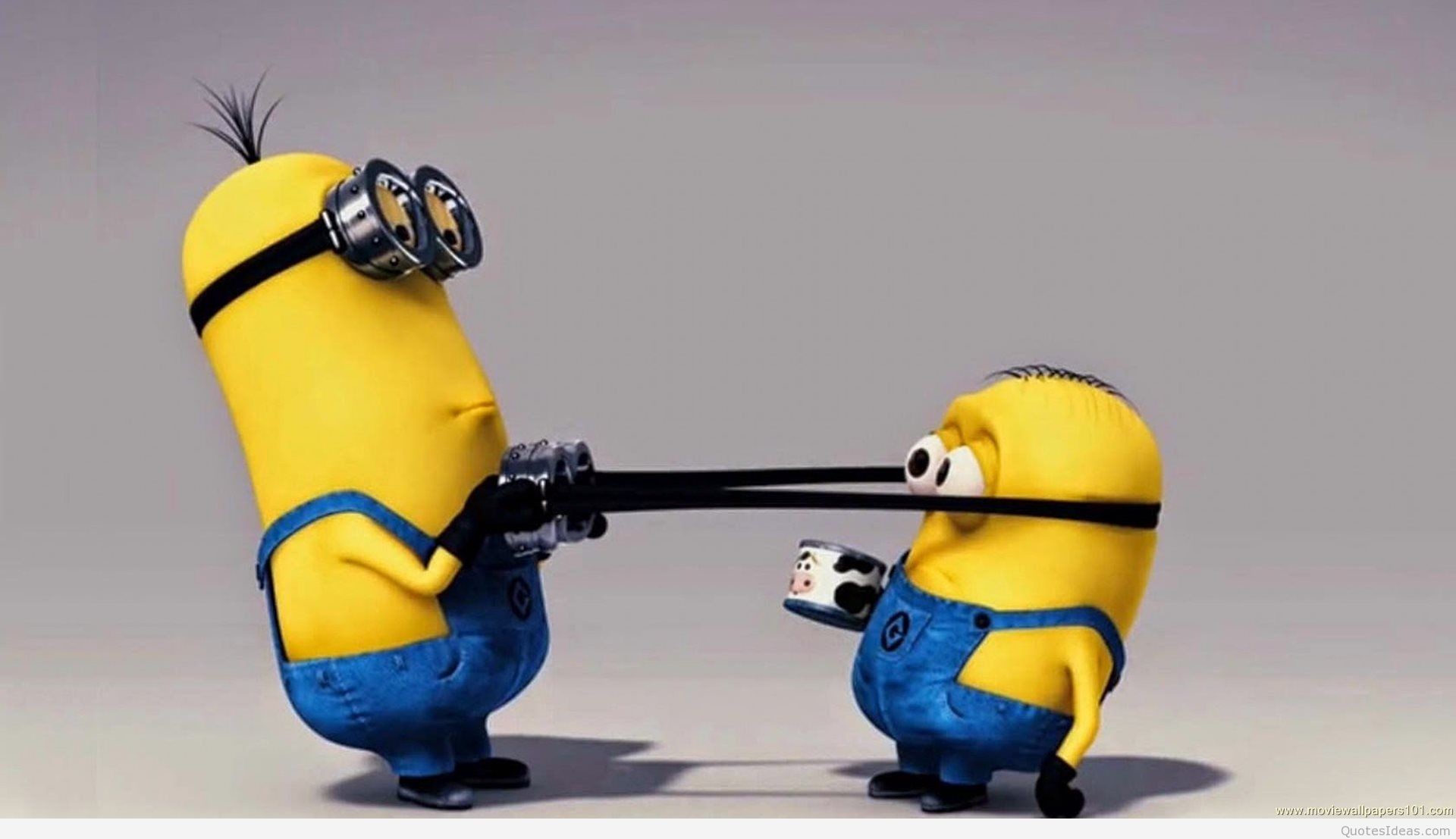 Minion, Occhialoni, Scherzo, Sfondo grigio, Full HD, wallpaper per PC