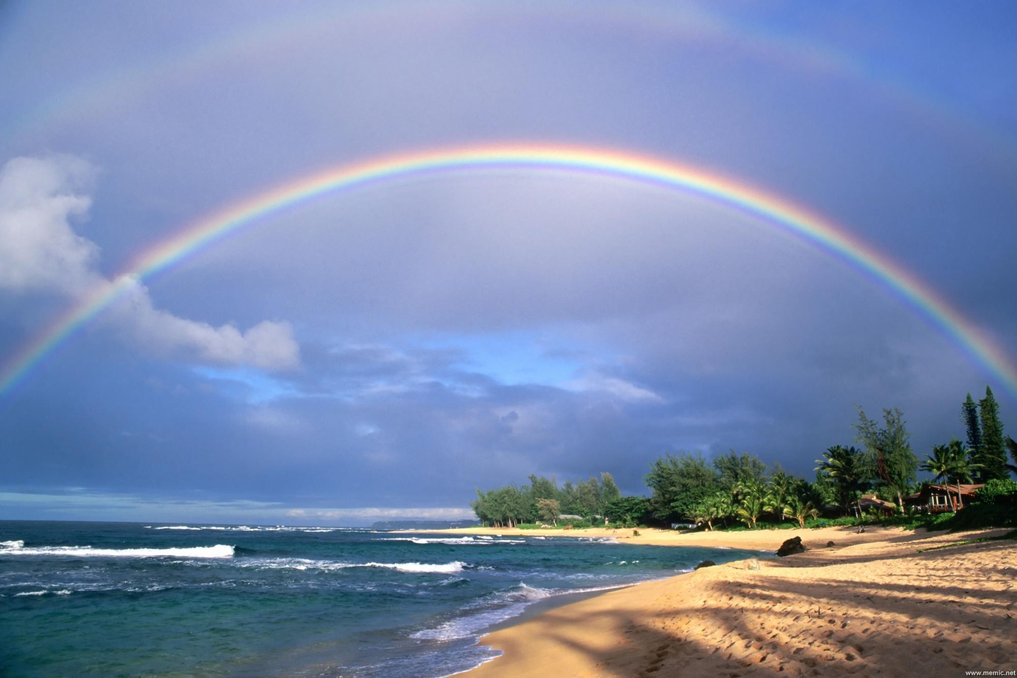 Arcobaleno, Spiaggia, Mare, Full HD, sfondo desktop