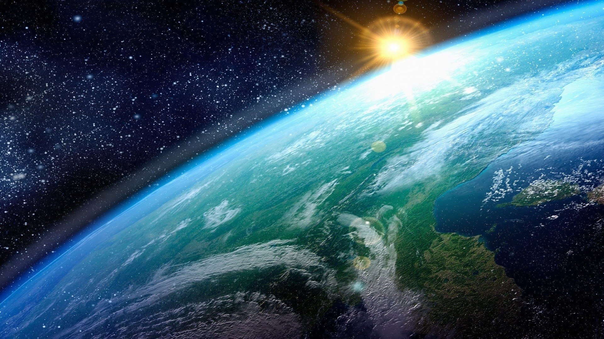 Terra, Pianeta, Alba spaziale, Spazio, Full HD, sfondo Windows 11