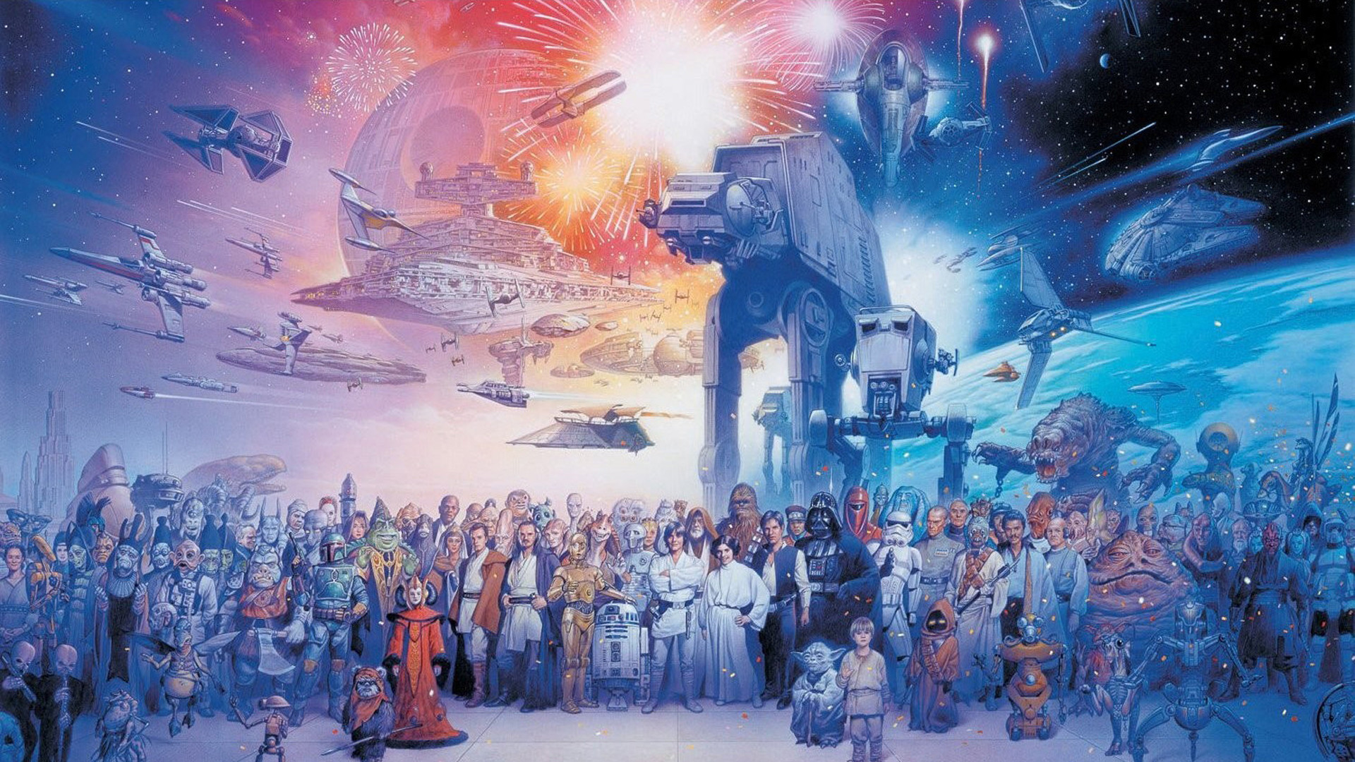 Star Wars, Personaggi di Star Wars, AT-AT, Astronavi, Illustrazione, sfondo Full HD per PC