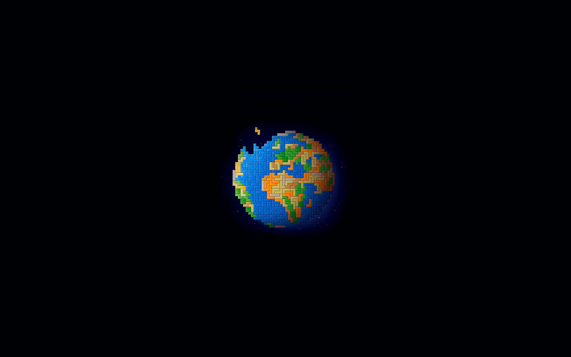Pixel art, Terra, Pianeta, Sfondo nero, 16:10 Full HD, wallpaper widescreen
