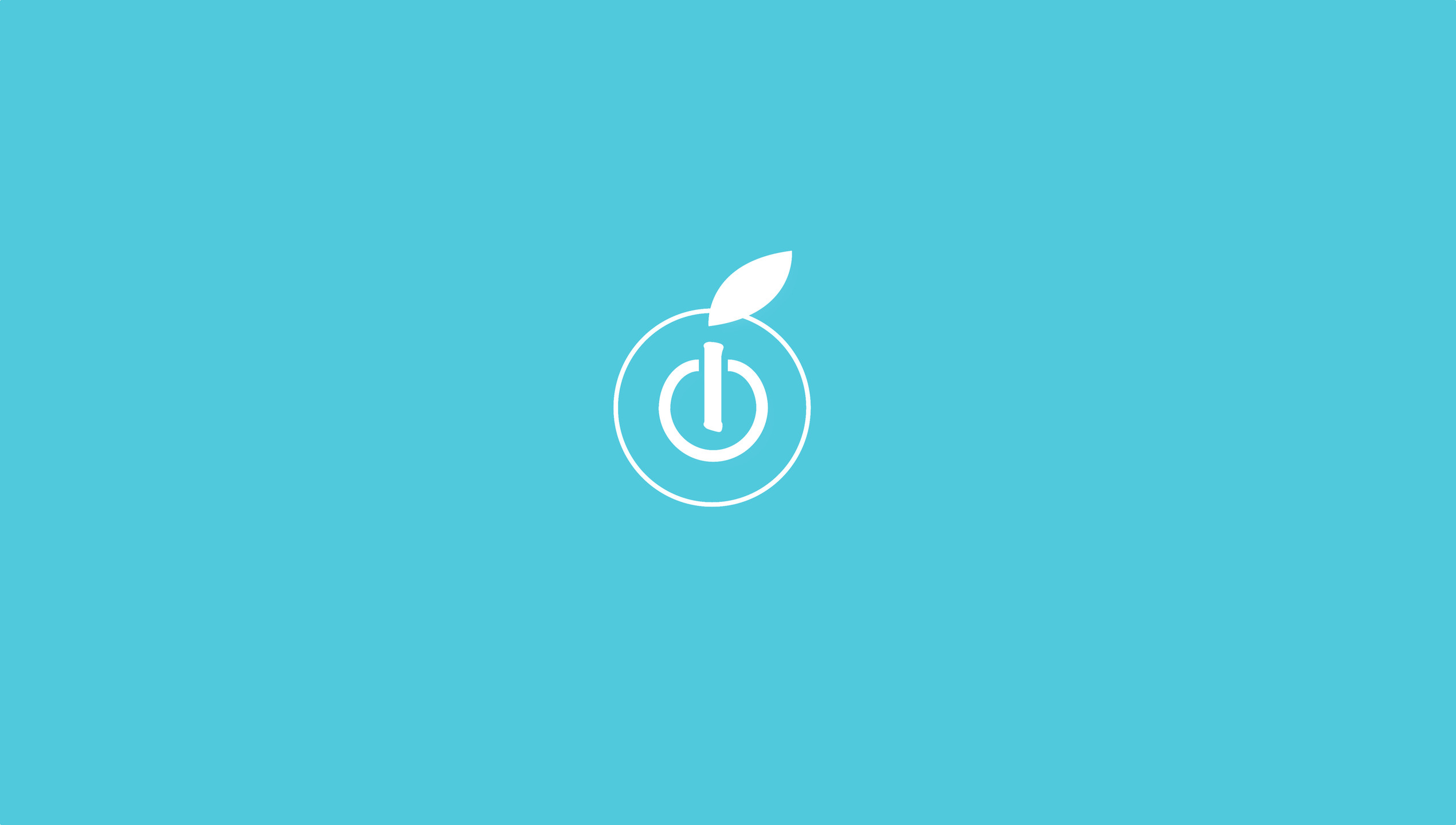 Logo, Pulsante di accensione, Sfondo azzurro, Minimalismo, Full HD, wallpaper desktop