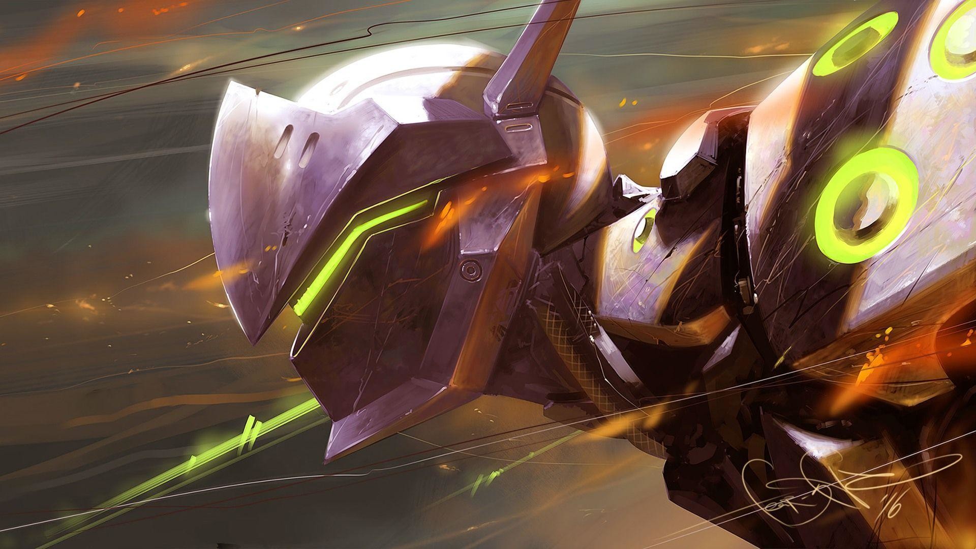 Genji, Overwatch, Primo piano, Arte digitale, Full HD, sfondo Windows 11