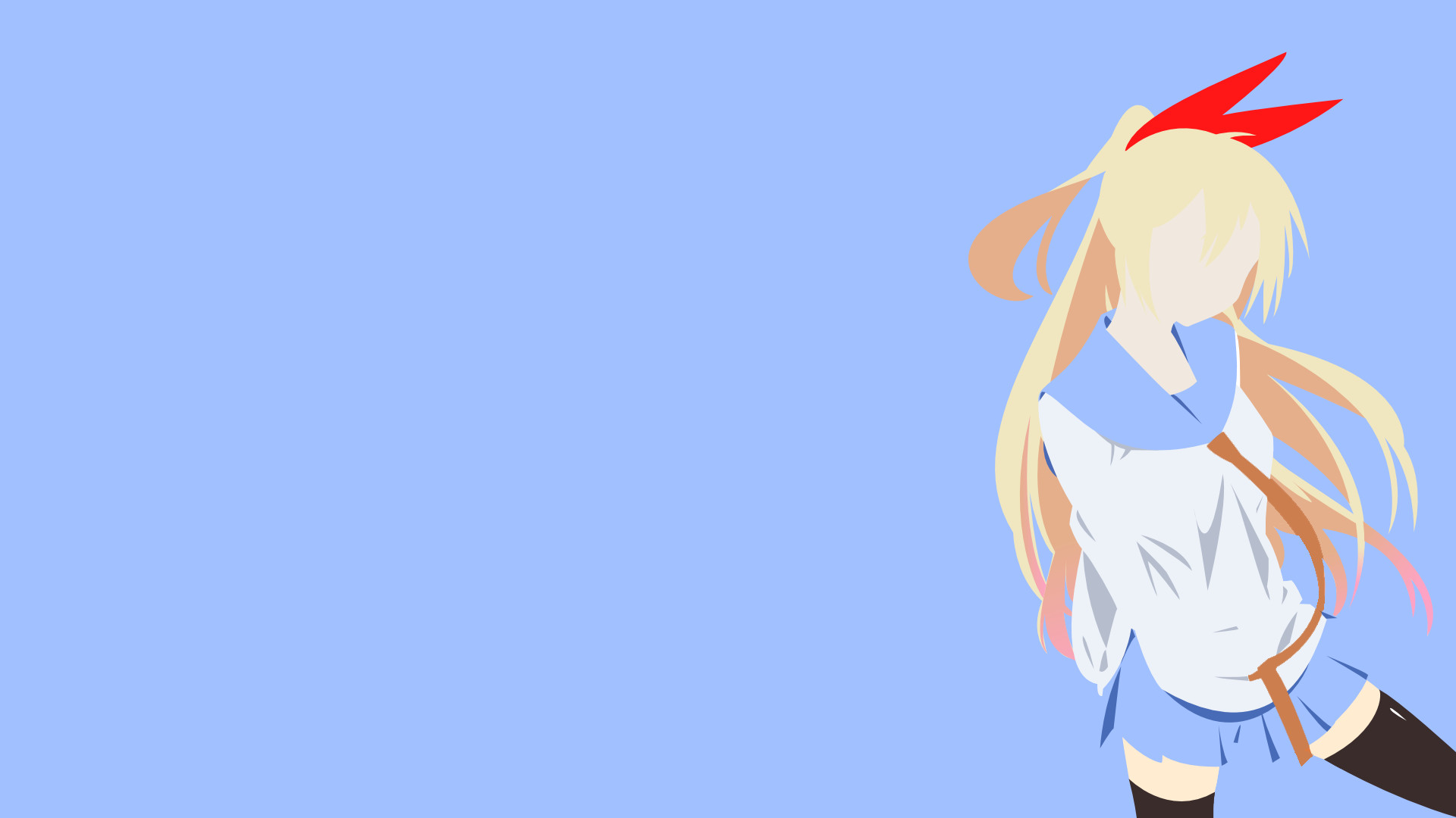 Chitoge Kirisaki, Nisekoi, Uniforme scolastica, Minimalismo, Anime, sfondo 16:9 Full HD