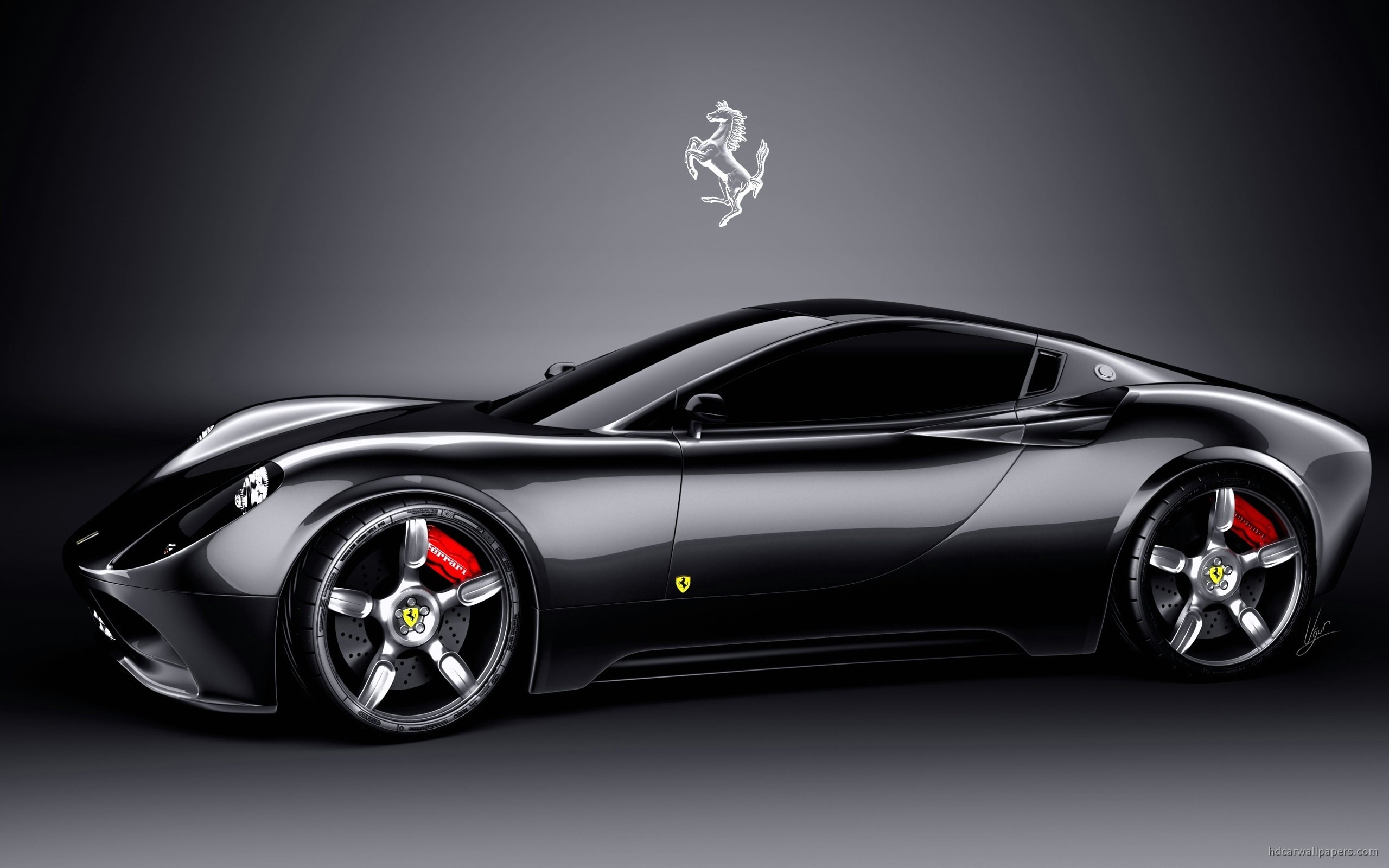 Ferrari Dino Concept, Concept car, Nero, Sfondo grigio, 2560x1600, wallpaper desktop