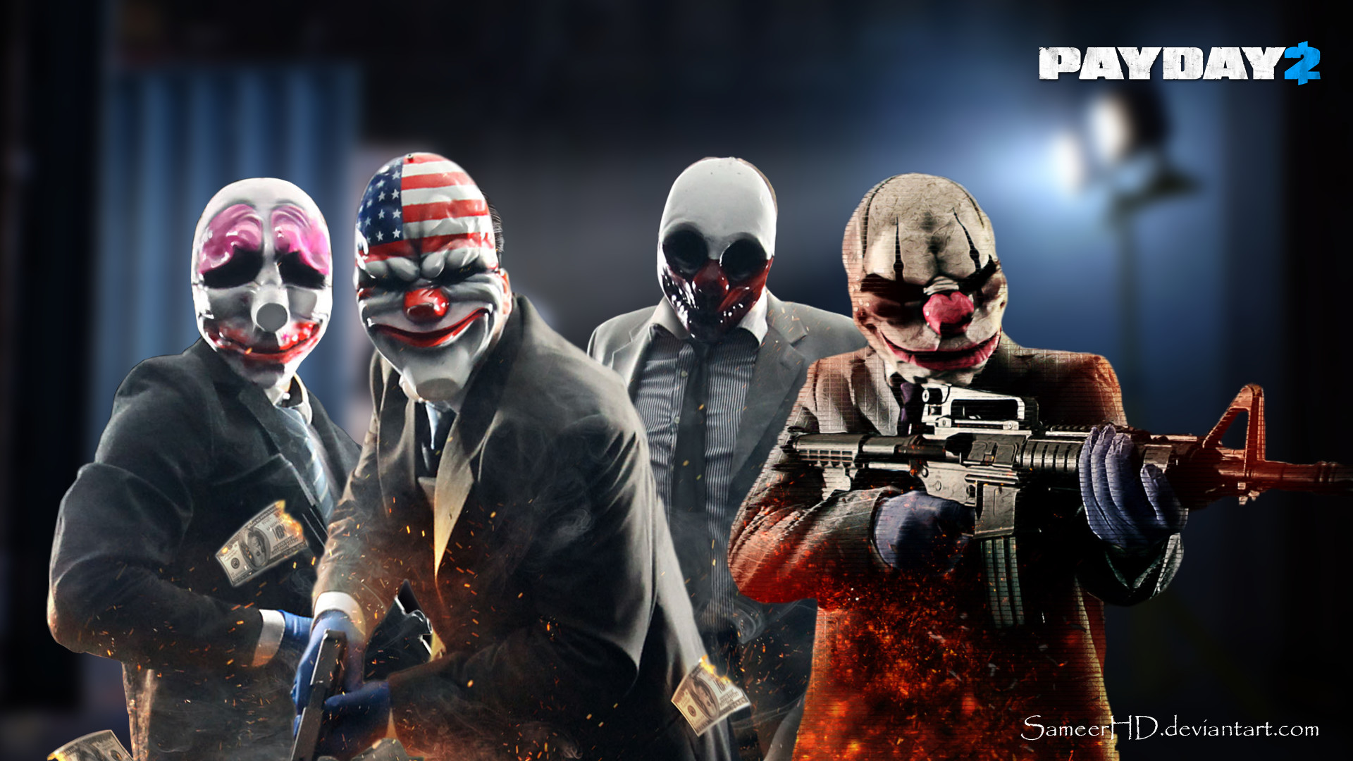 Payday Gang, Dallas, Payday 2, Logo di Payday 2, Fucile, Full HD, sfondo per PC e portatile