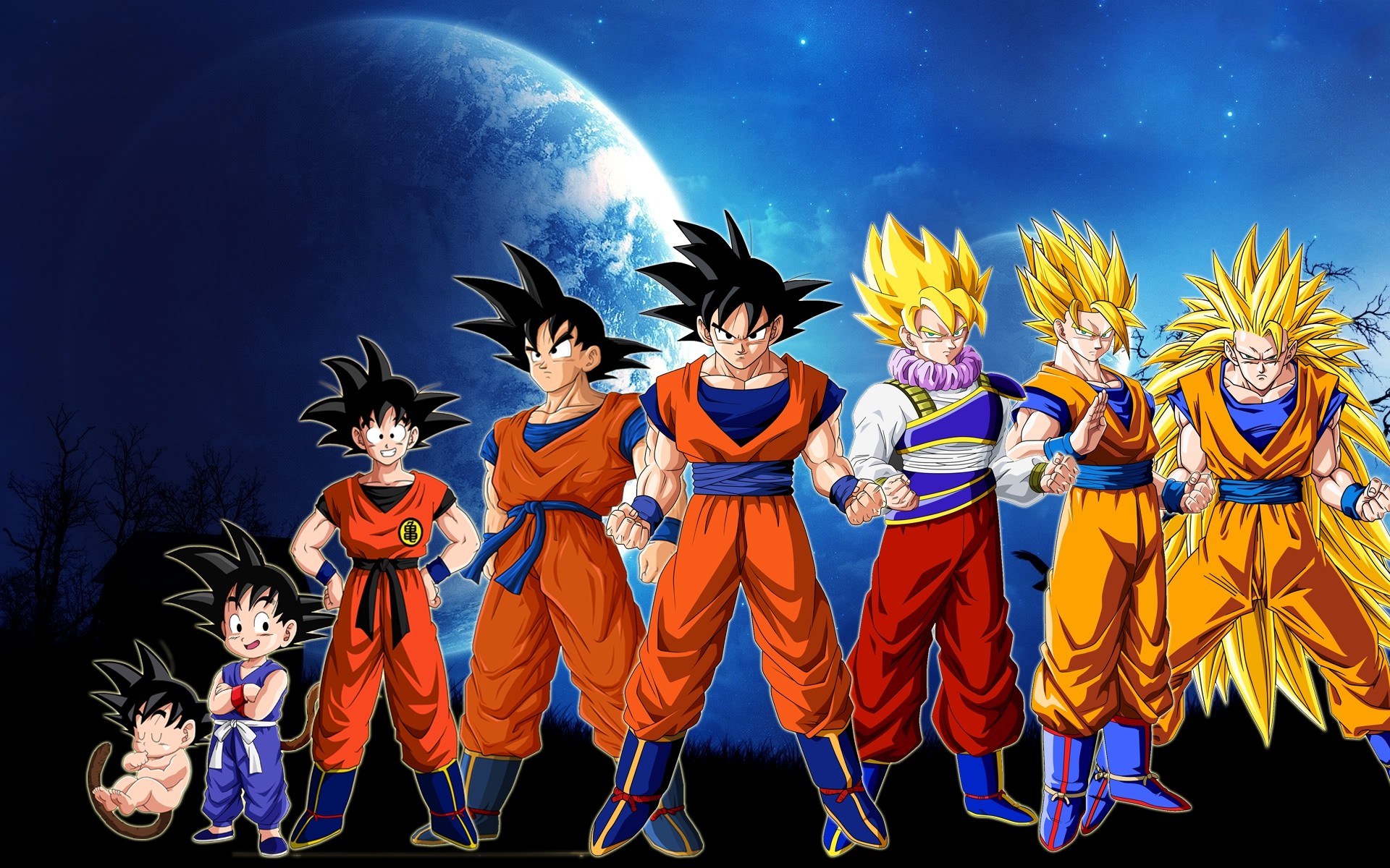 Goku, Evoluzione, Super Saiyan, Dragon Ball, Full HD, sfondo per portatile