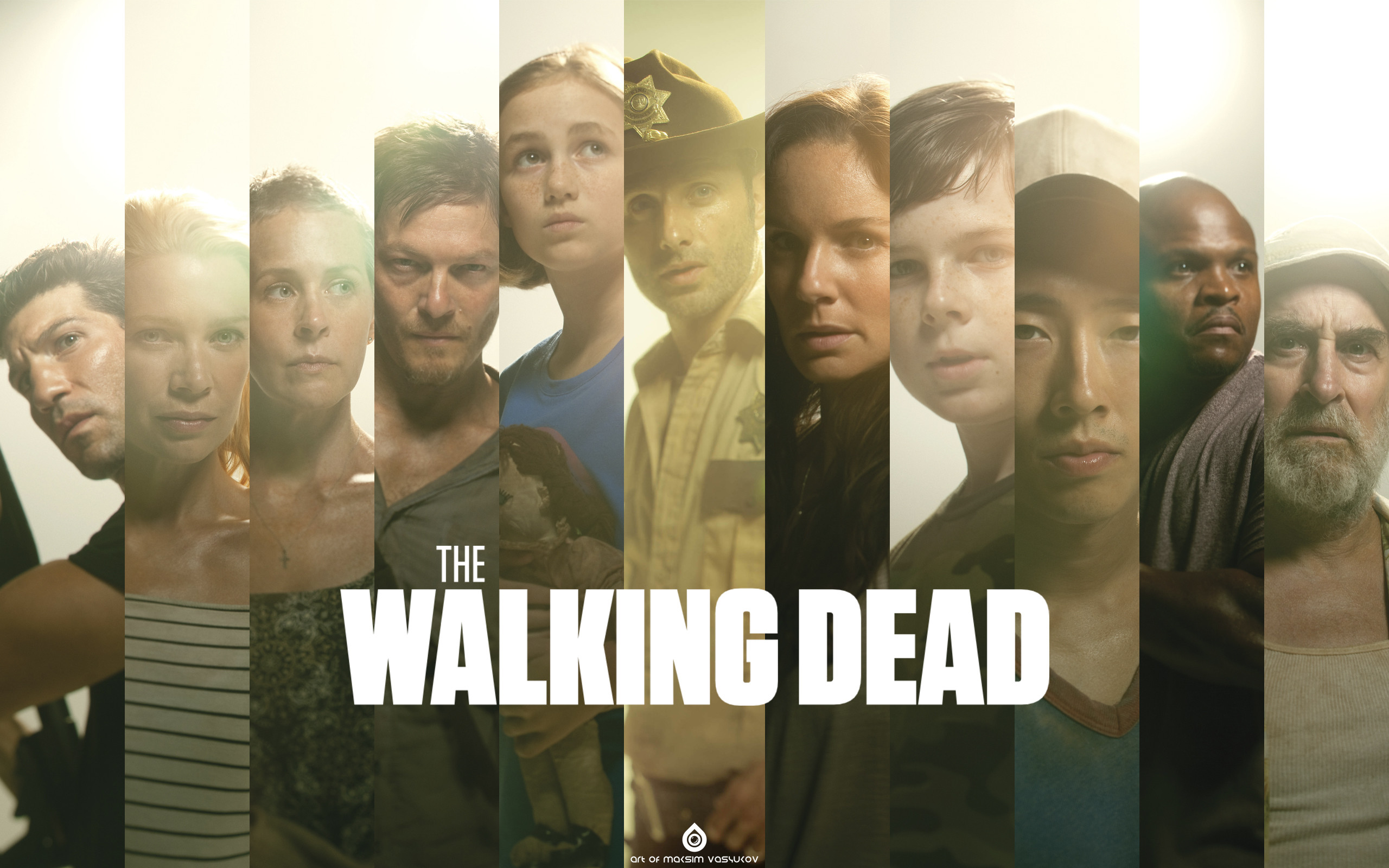 The Walking Dead, Cast, Rick Grimes, Daryl Dixon, Glenn Rhee, Ritratti, wallpaper desktop 2K