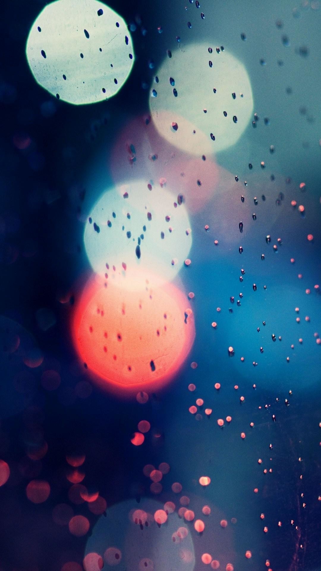Bokeh, Gocce di pioggia, Luci, wallpaper iPhone 5