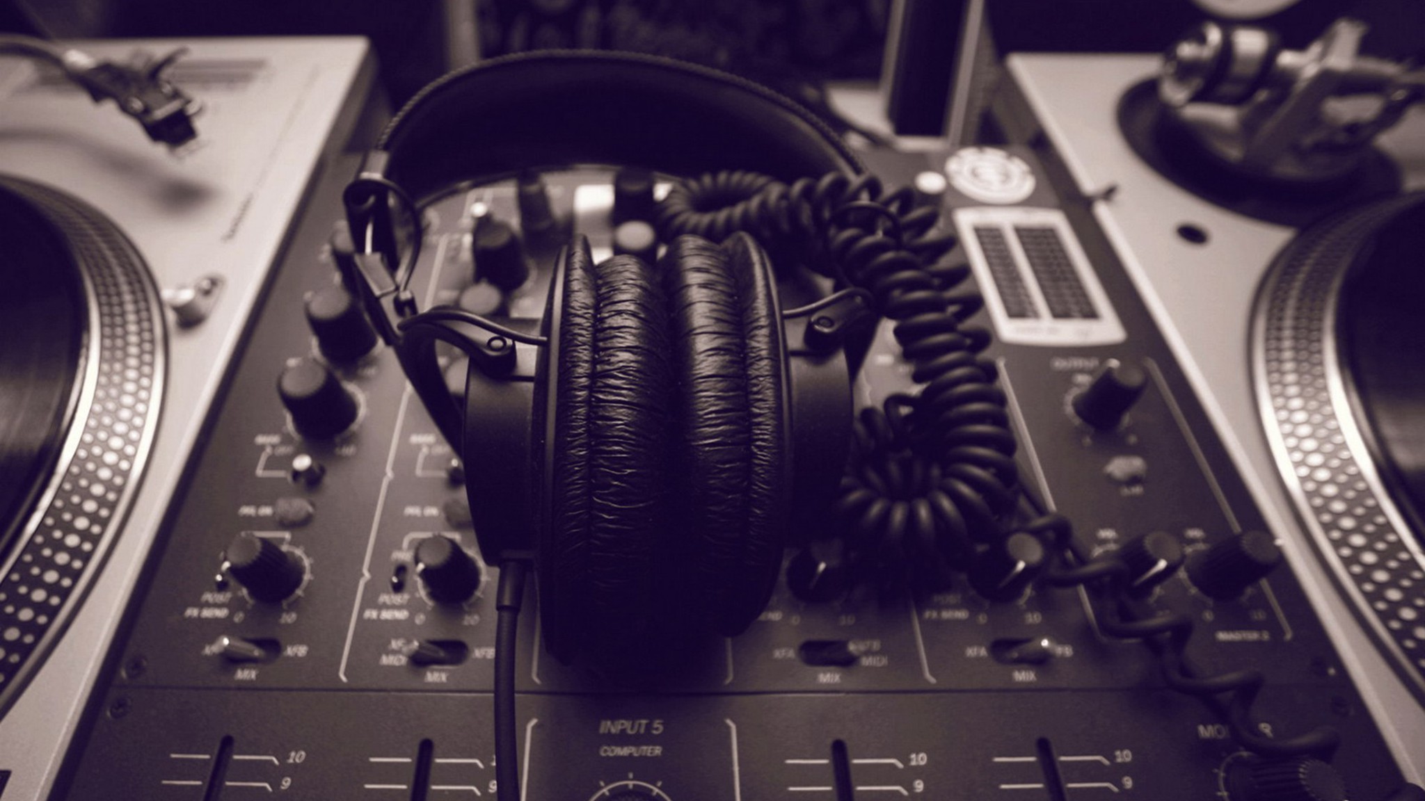 Cuffie, Giradischi, Mixer, Viola, 16:9 Full HD, sfondo widescreen