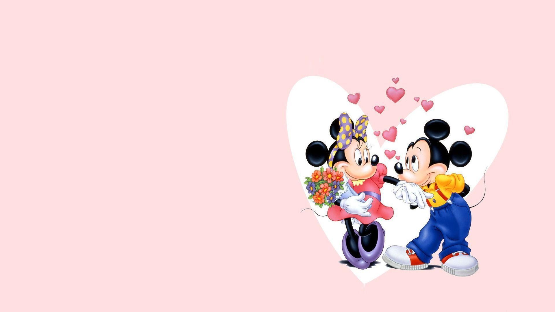 Topolino, Minnie, Cuori, San Valentino, Full HD, sfondo per portatile