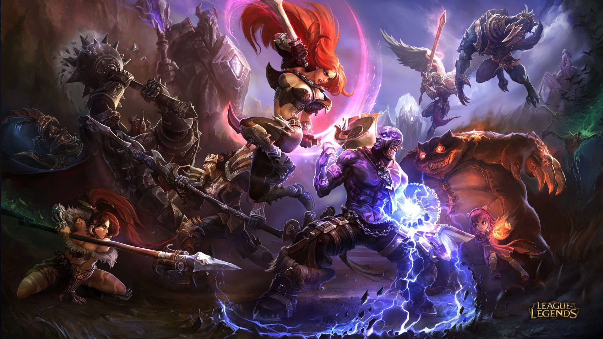 League of Legends, Campioni, Battaglia, Fulmini, Full HD, wallpaper per computer