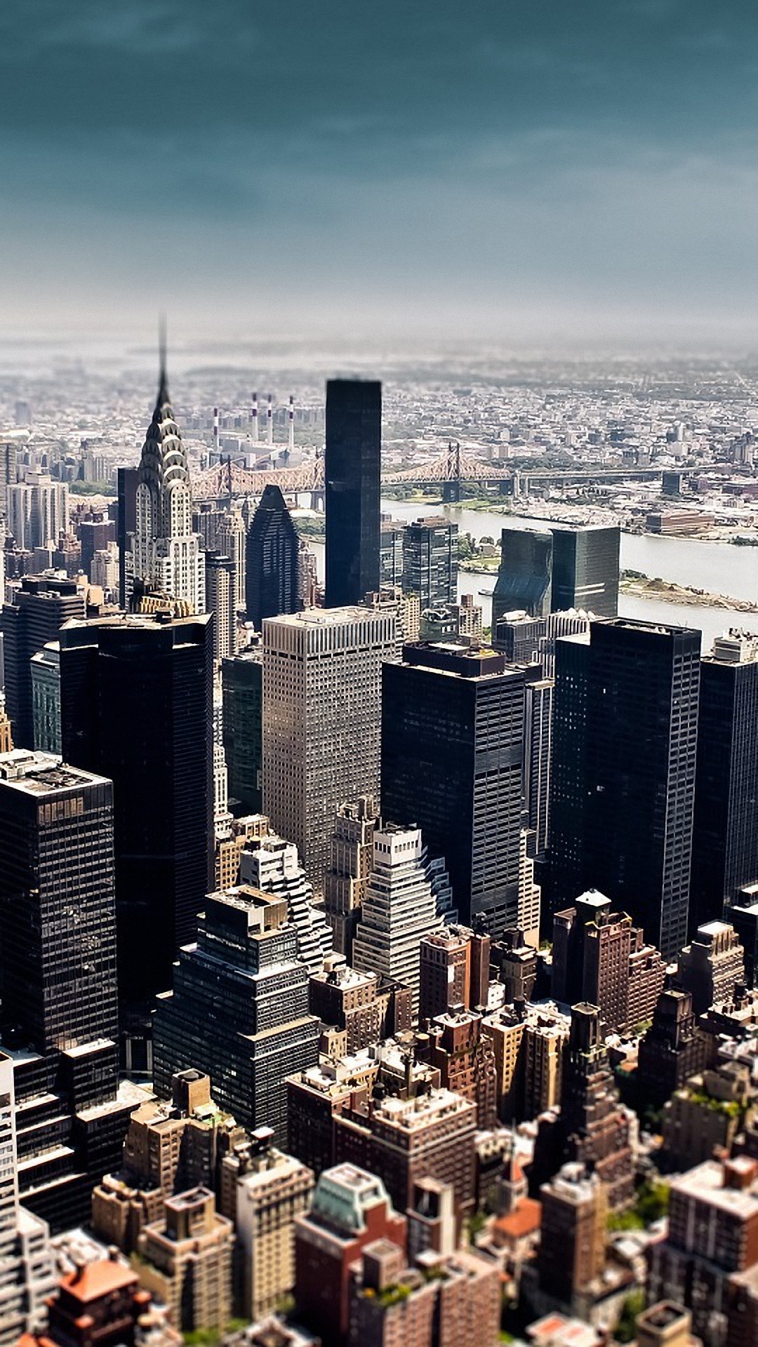 Chrysler Building, Manhattan, New York, Vista aerea, Grattacieli, sfondo verticale per cellulare
