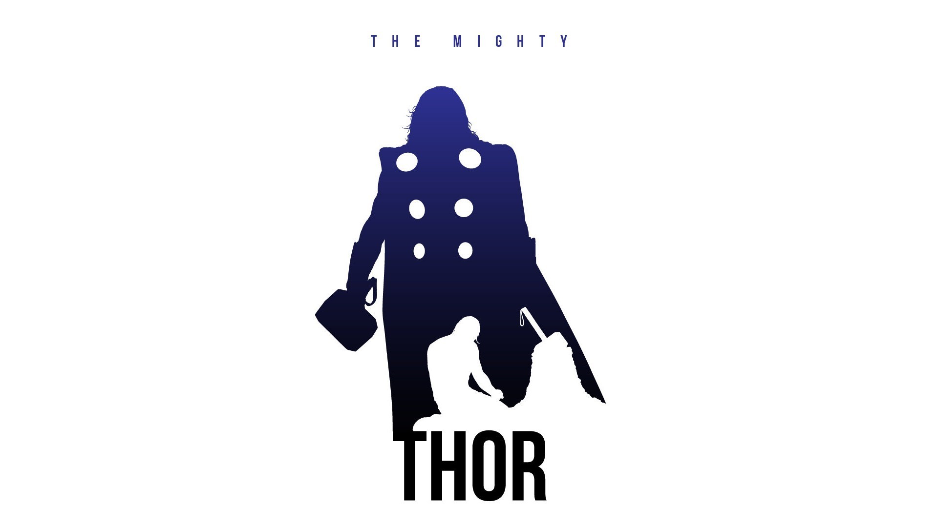 Thor, Marvel, Silhouette, Minimalista, Sfondo bianco, 1920x1080, wallpaper desktop