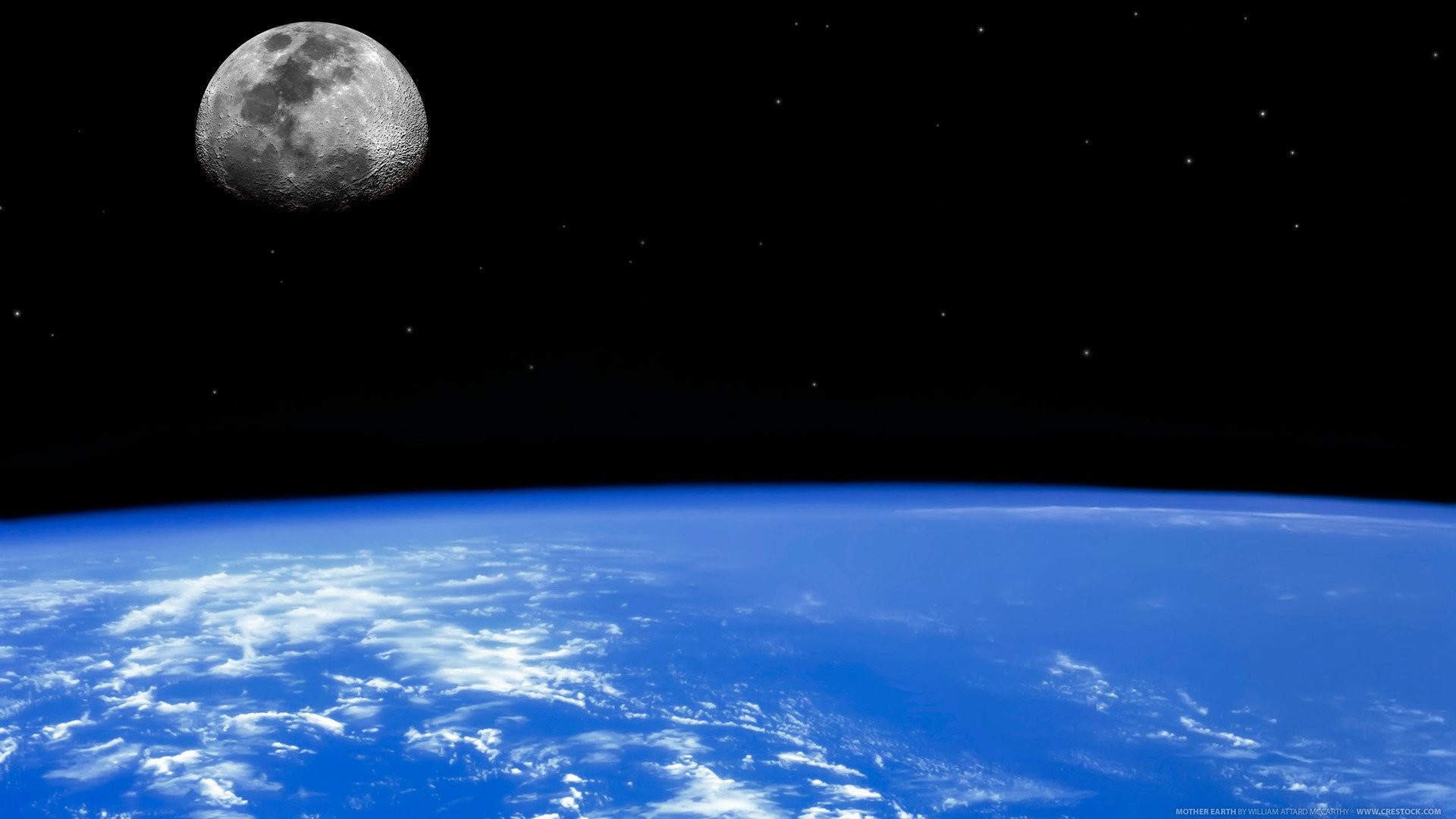 Terra, Luna, Vista orbitale, Nuvole, 1920x1080, wallpaper desktop