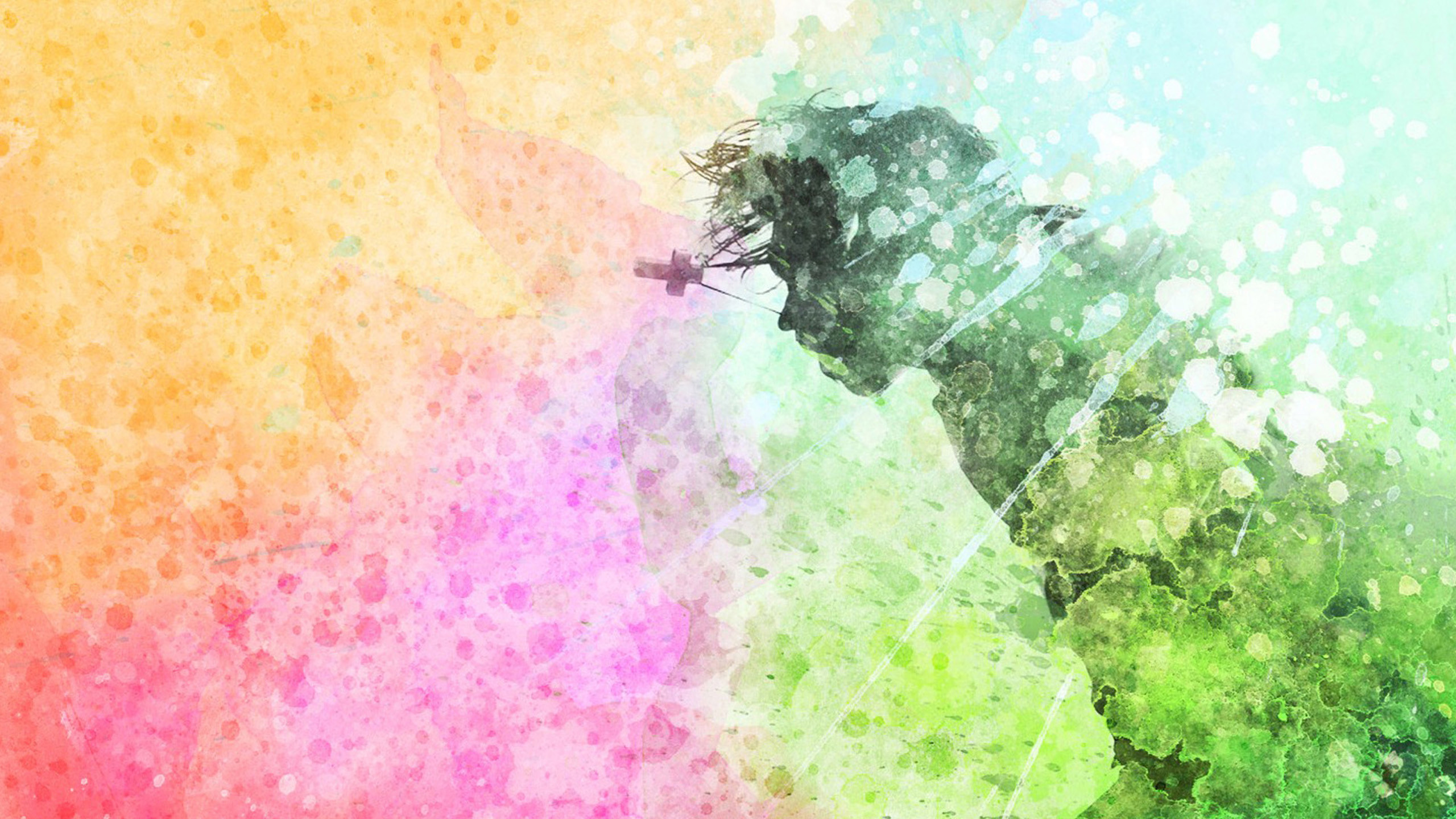 Ragazza, Acquerello, Schizzi, Colori vivaci, 2K 1440p, sfondo desktop