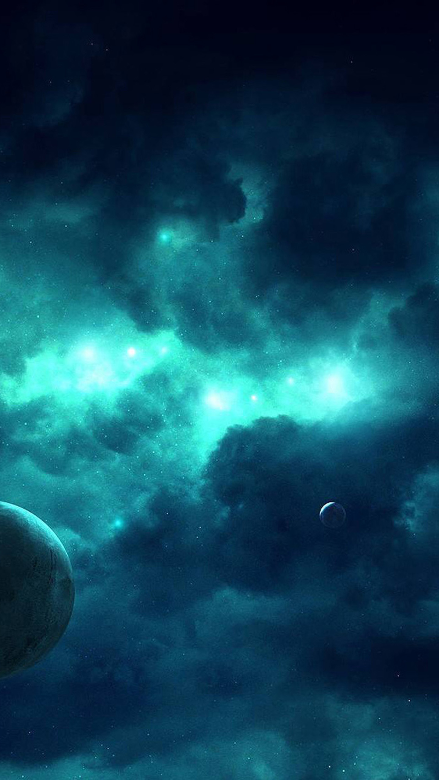 Nebulosa, Spazio, Pianeta, Verde acqua, sfondo schermata di blocco Samsung S26