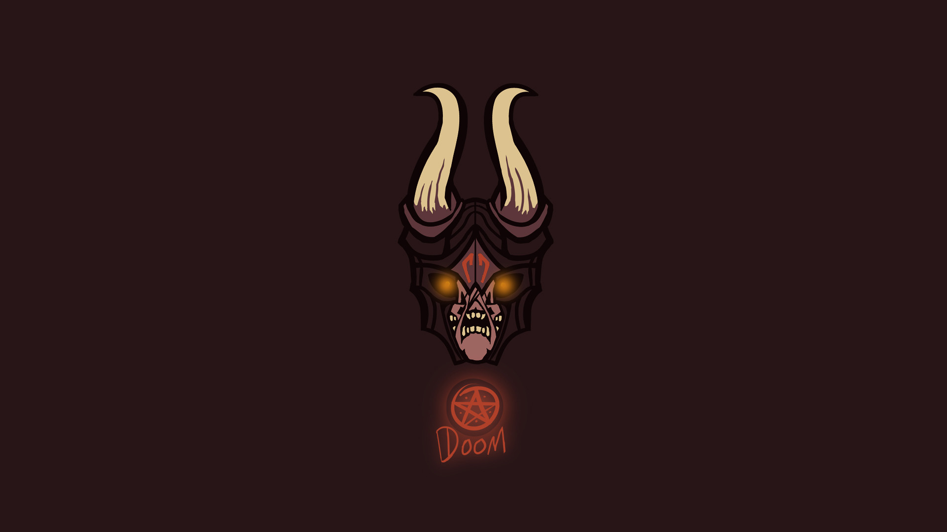 Doom, Demone, Corna, Minimalismo, 1920x1080, immagine di sfondo