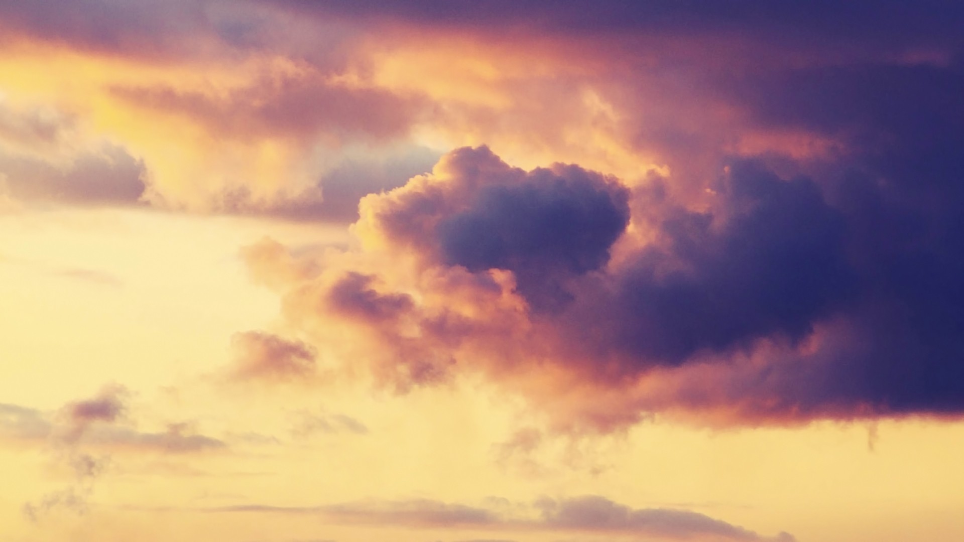 Nuvole, Tramonto, Cielo dorato, Full HD, wallpaper per PC