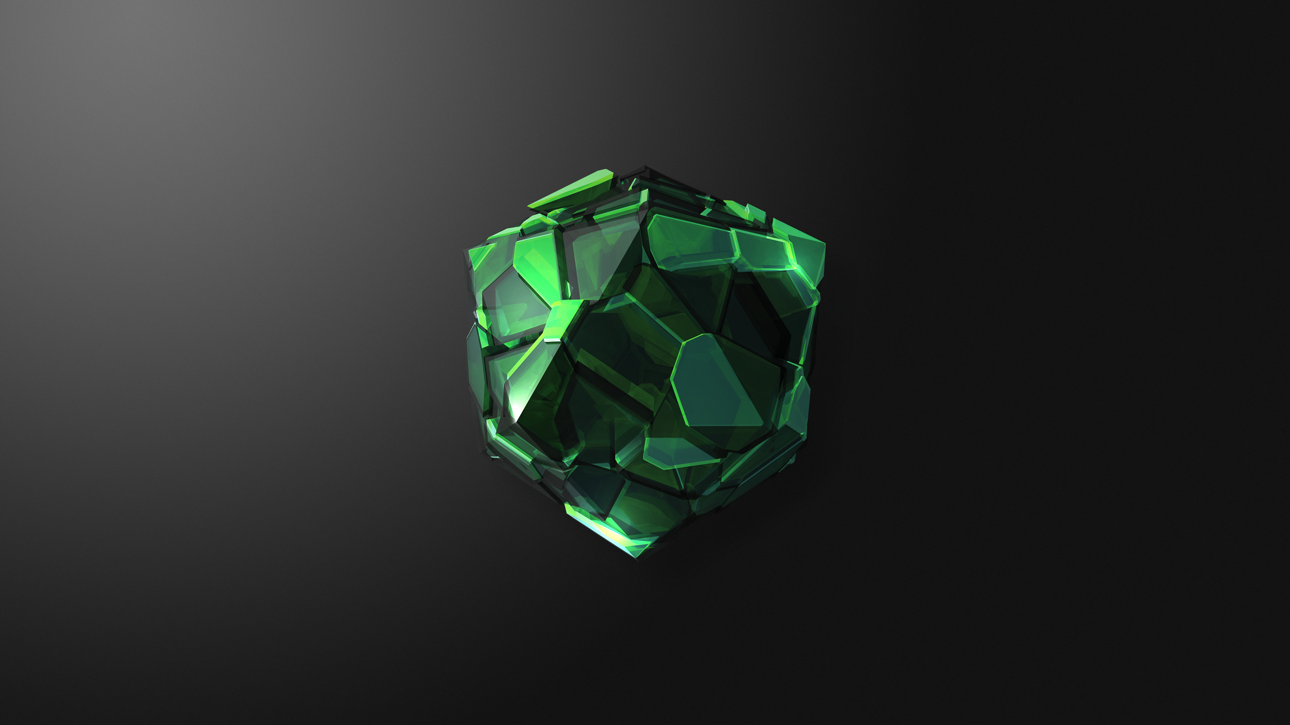 Cristallo verde, Astratto, Low poly, 2K, sfondo per PC e portatile