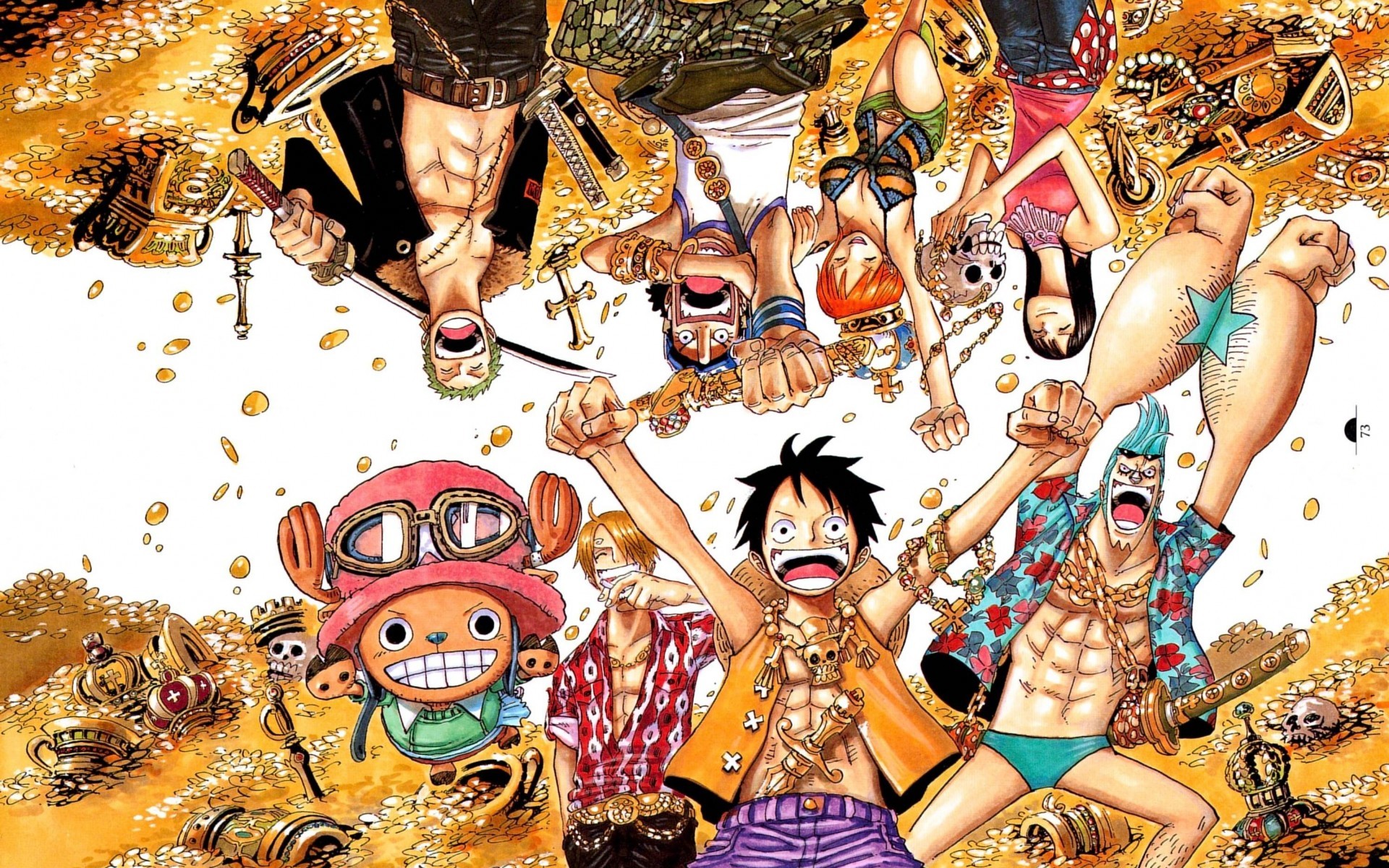 Monkey D. Rufy, Tony Tony Chopper, Ciurma di Cappello di Paglia, Tesoro, One Piece, sfondo Full HD