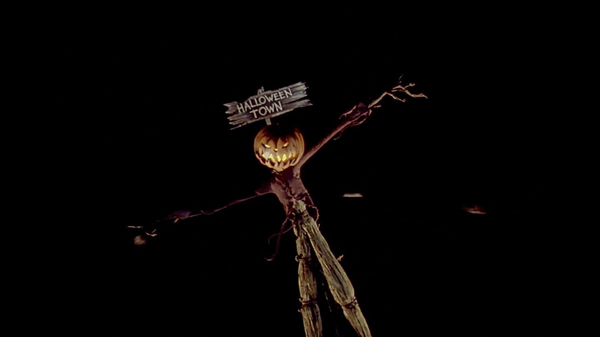 Nightmare Before Christmas, Re delle Zucche, Halloween Town, Spaventapasseri, Sfondo nero, wallpaper Full HD