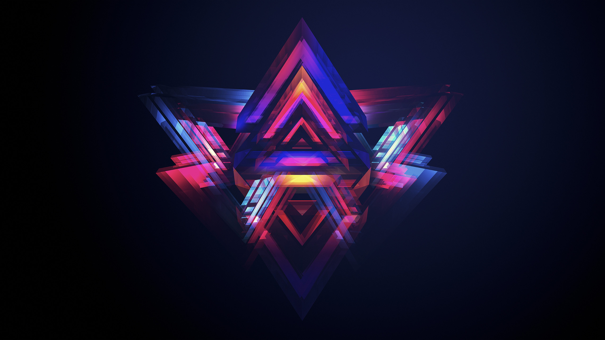 Astratto, Triangoli, Neon, Simmetria, 2K, sfondo per PC e portatile