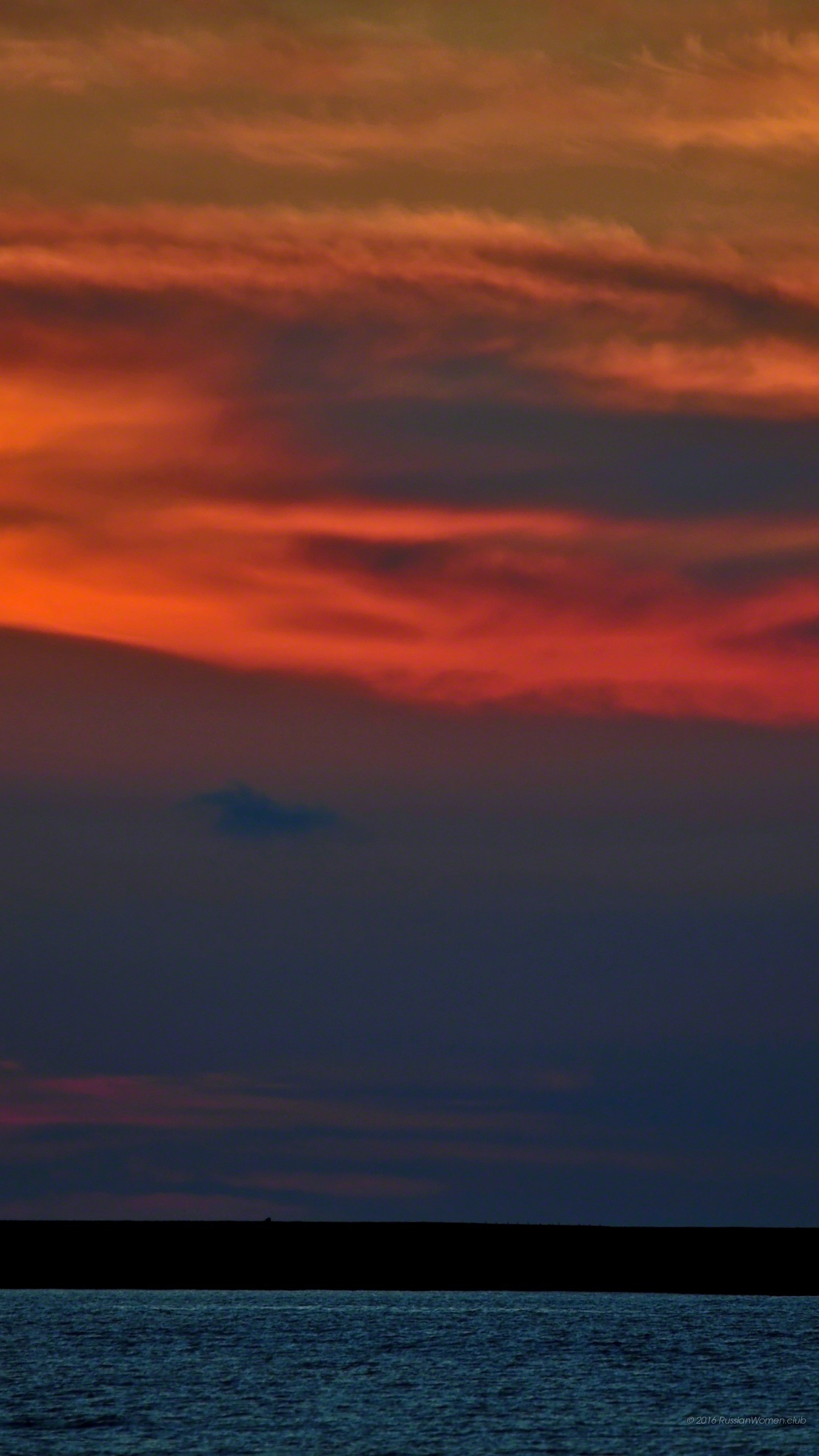 Tramonto, Nuvole rosse, Mare, Crepuscolo, QHD+, sfondo LG G3
